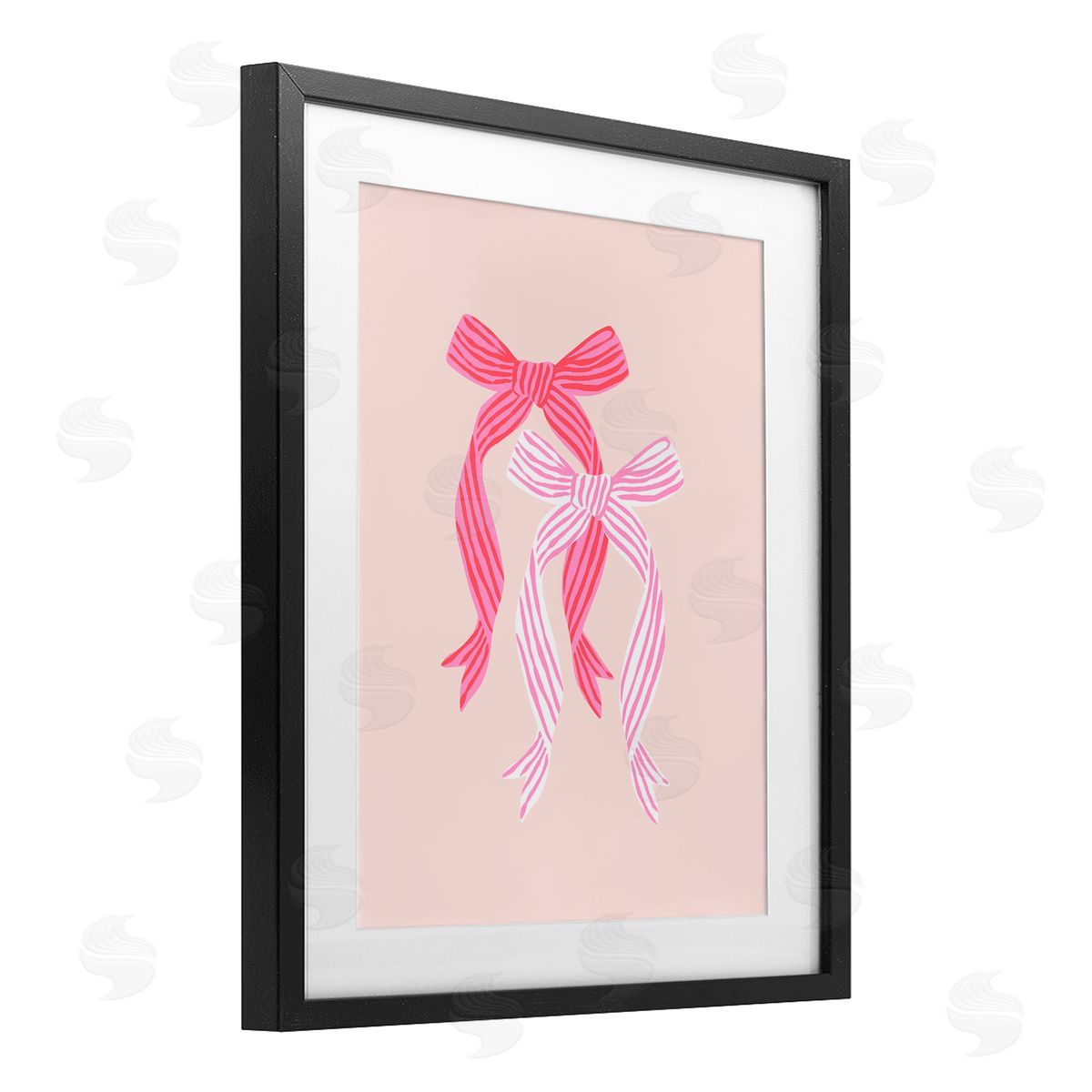 Krissy Mast Striped Bows on Pink Canvas Wall Art Print