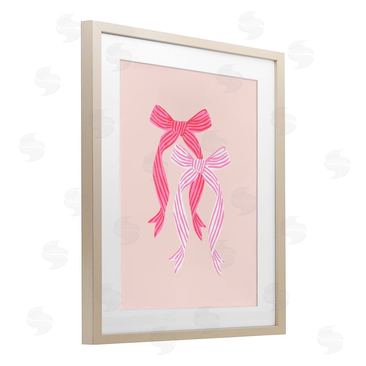 Krissy Mast Striped Bows on Pink Canvas Wall Art Print