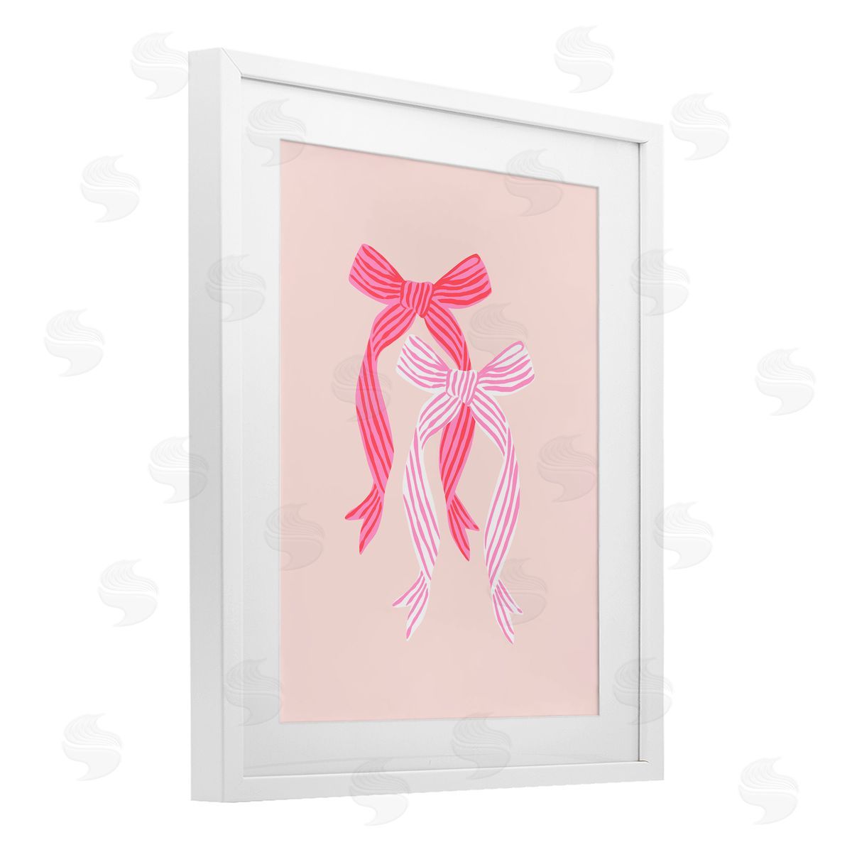 Krissy Mast Striped Bows on Pink Canvas Wall Art Print