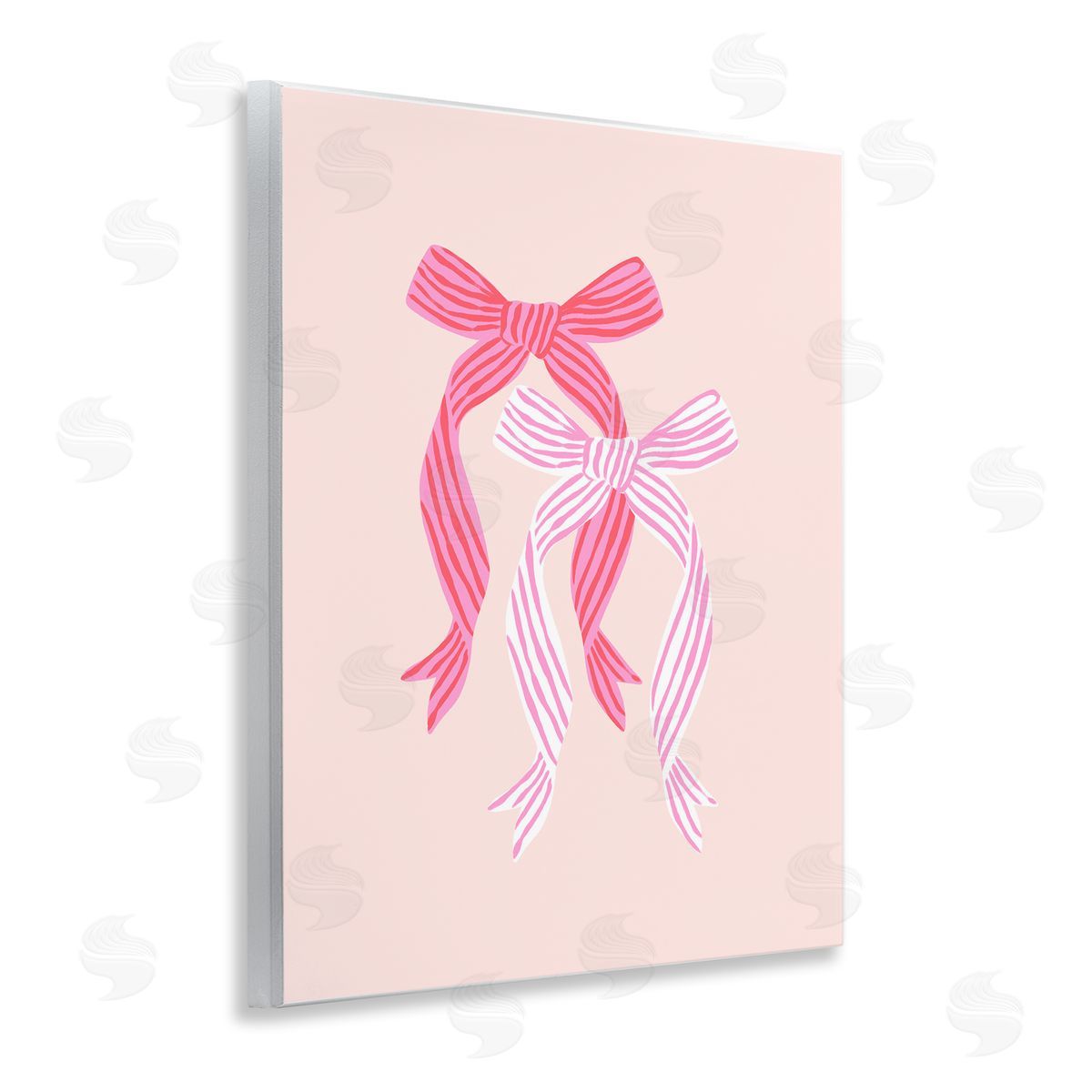 Krissy Mast Striped Bows on Pink Canvas Wall Art Print