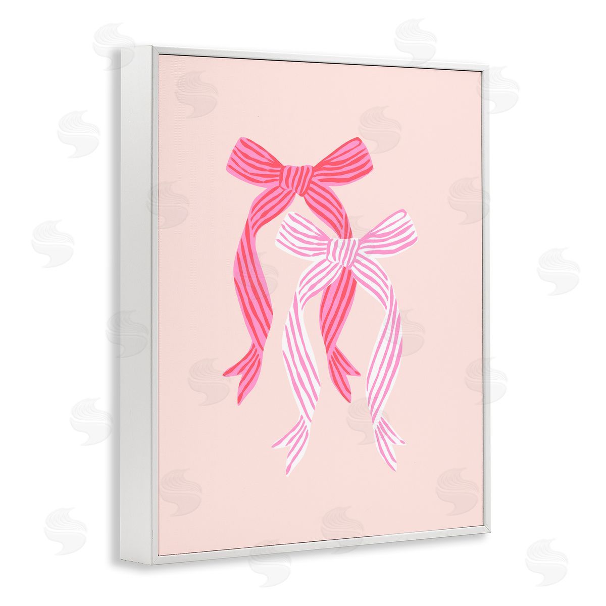 Krissy Mast Striped Bows on Pink Canvas Wall Art Print
