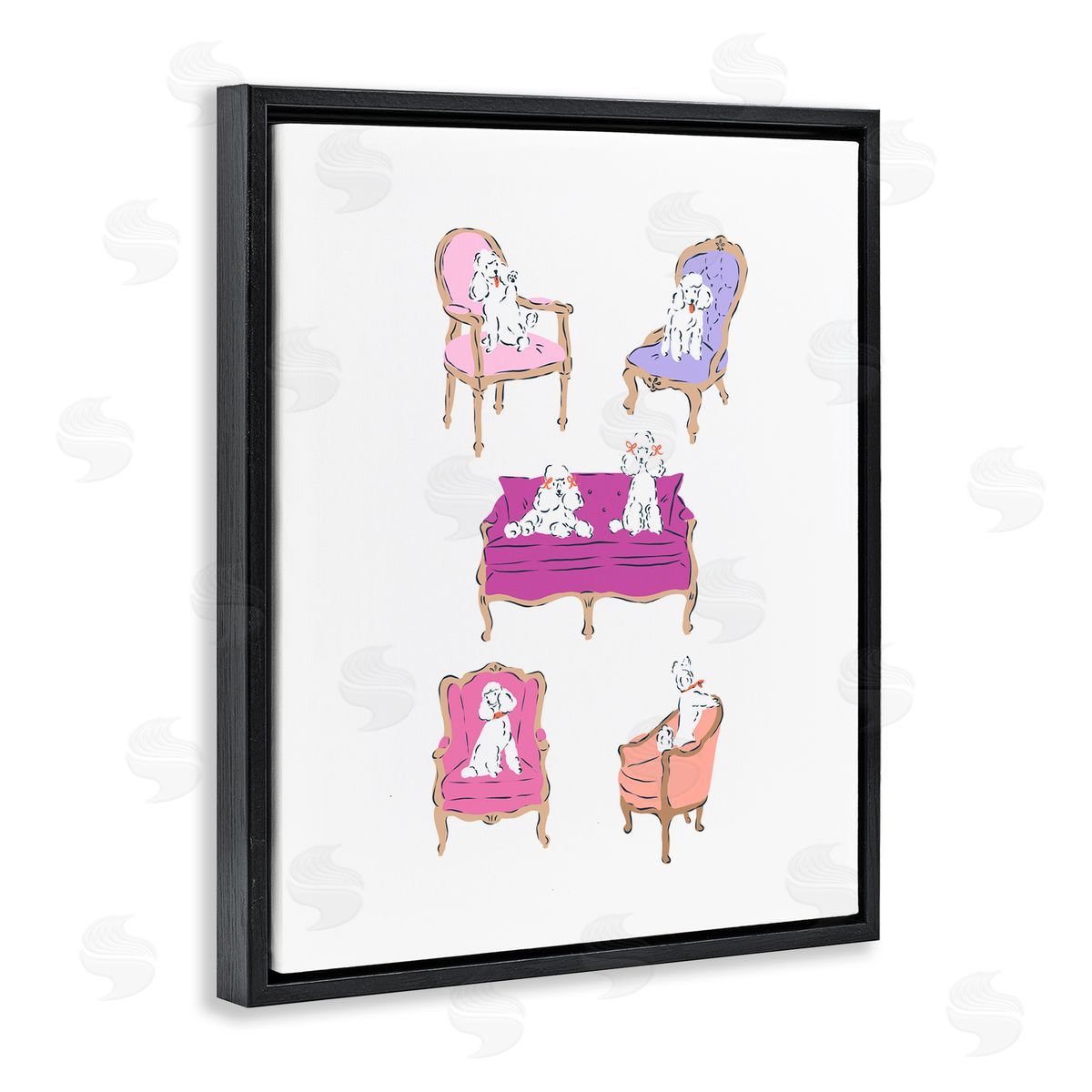 Krissy Mast French Chairs and Poodles Canvas Wall Art Print