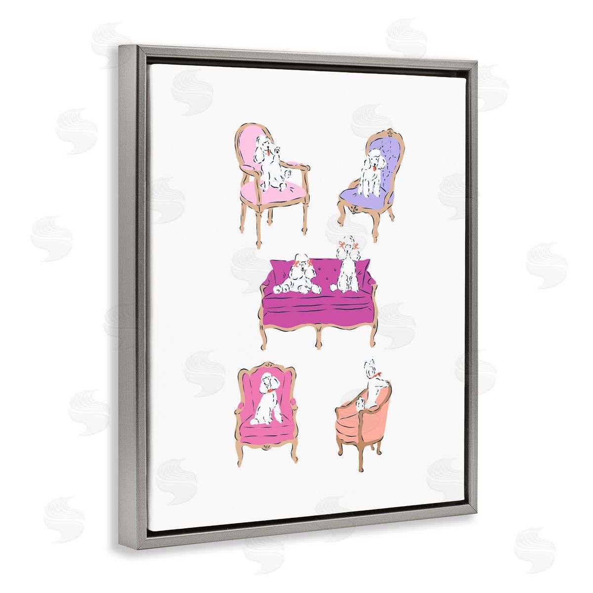 Krissy Mast French Chairs and Poodles Canvas Wall Art Print
