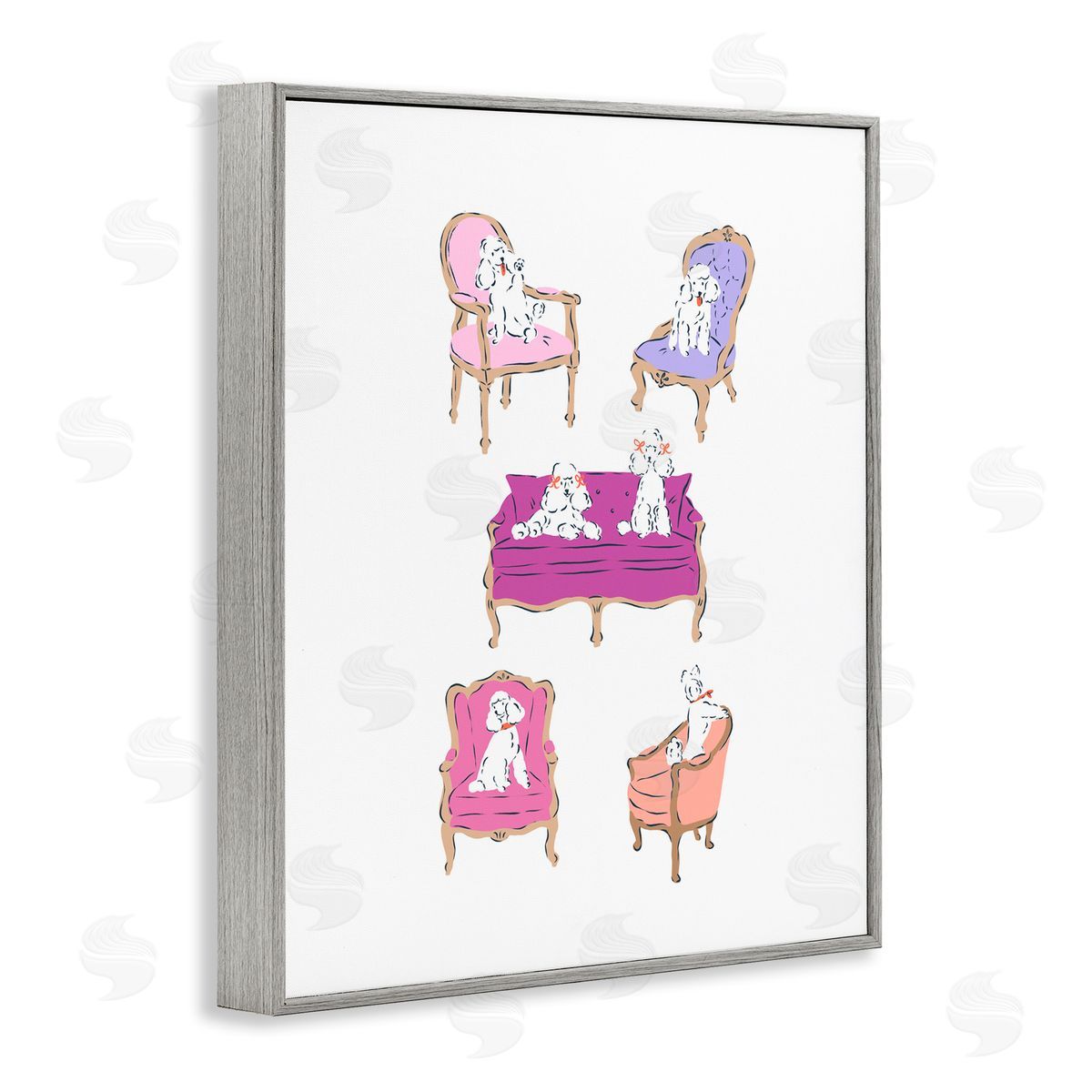 Krissy Mast French Chairs and Poodles Canvas Wall Art Print