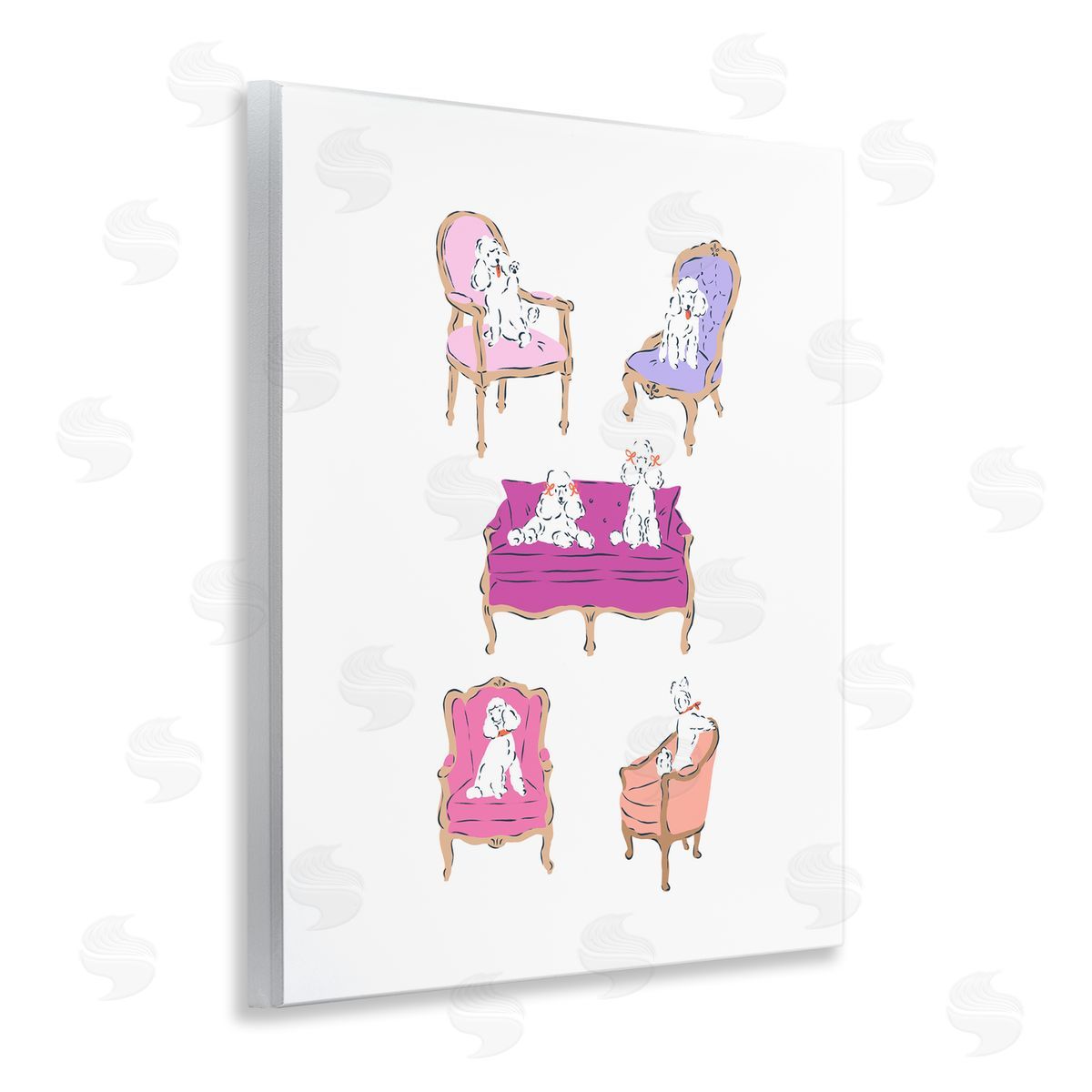 Krissy Mast French Chairs and Poodles Canvas Wall Art Print