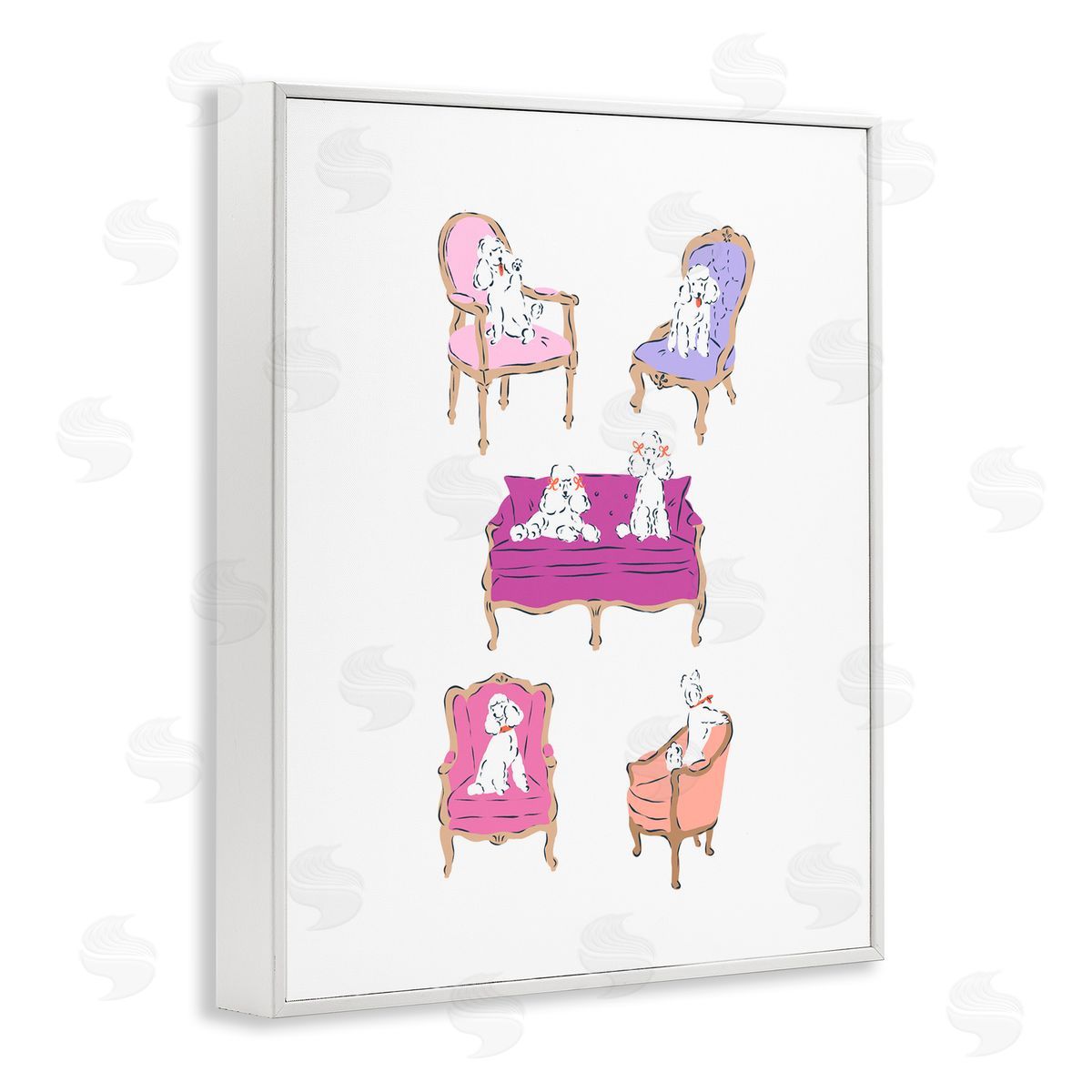 Krissy Mast French Chairs and Poodles Canvas Wall Art Print