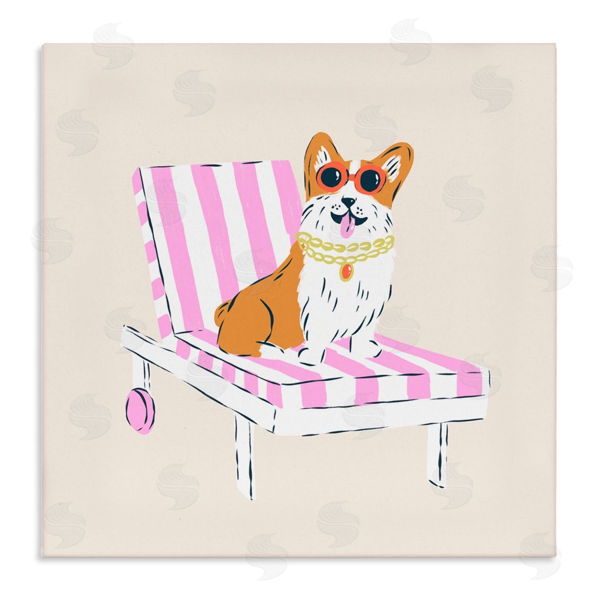 Krissy Mast Corgi in Lounge Chair Canvas Wall Art Print