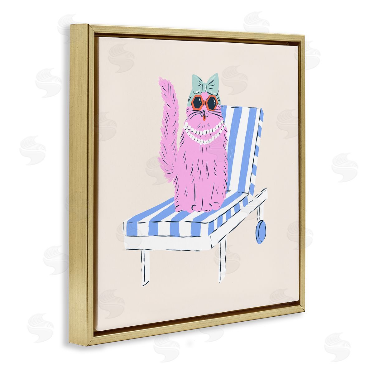 Krissy Mast Pink Cat Lounge Chair Canvas Wall Art Print