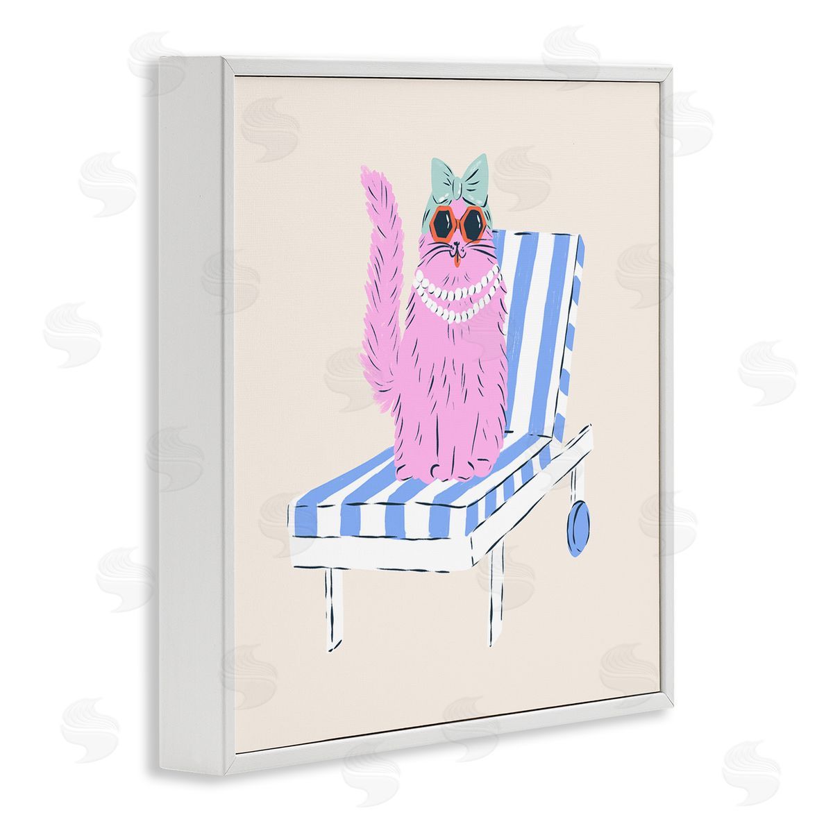 Krissy Mast Pink Cat Lounge Chair Canvas Wall Art Print