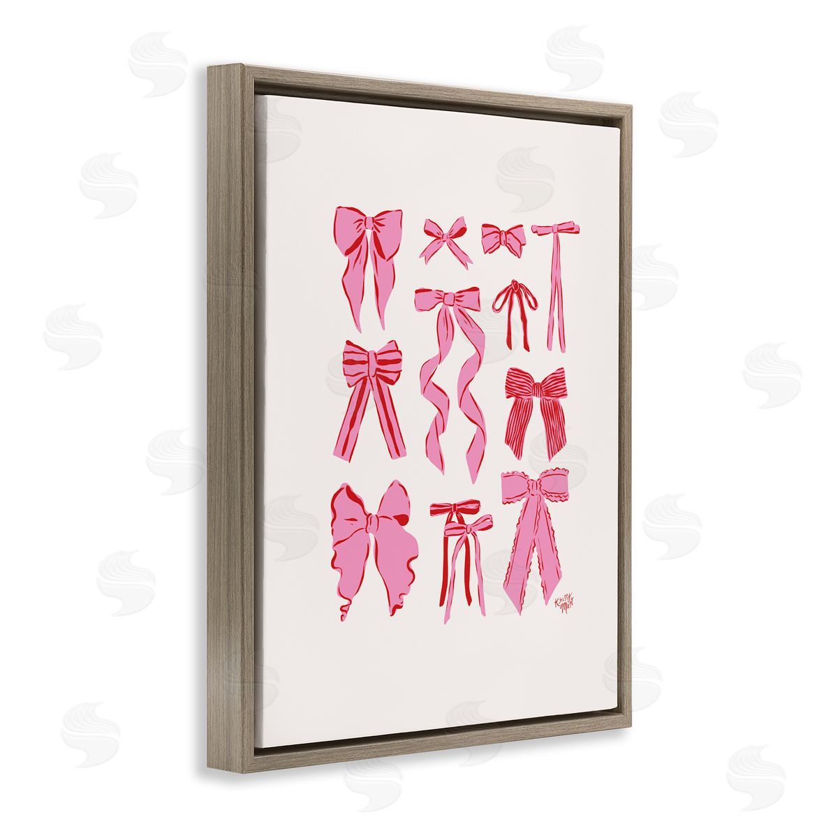 Krissy Mast Simple Red And Pink Bows Canvas Wall Art Print