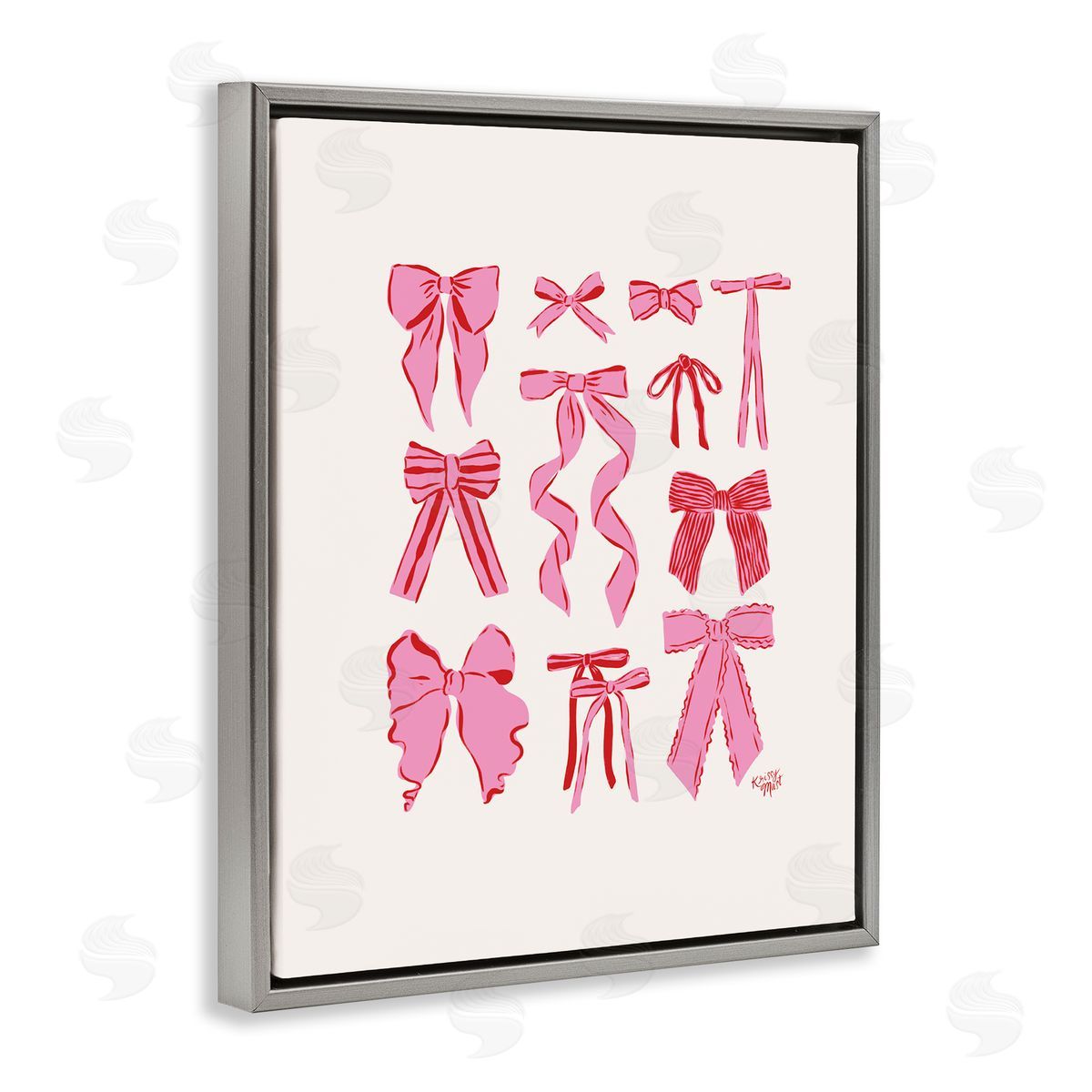 Krissy Mast Simple Red And Pink Bows Canvas Wall Art Print