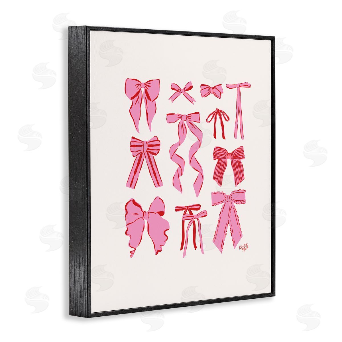 Krissy Mast Simple Red And Pink Bows Canvas Wall Art Print