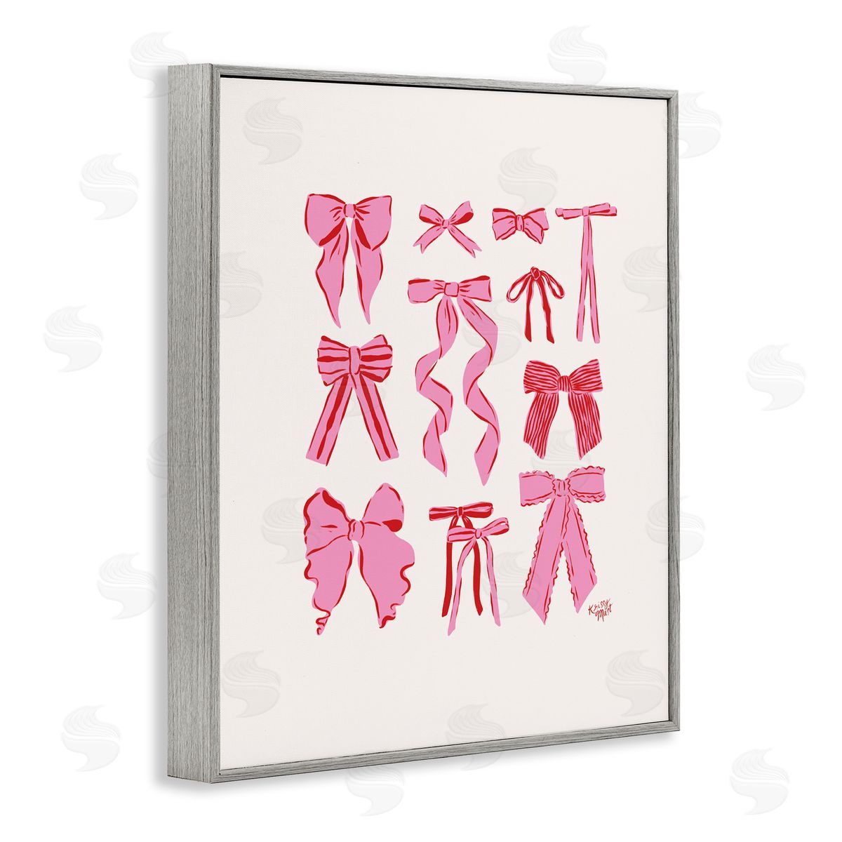 Krissy Mast Simple Red And Pink Bows Canvas Wall Art Print