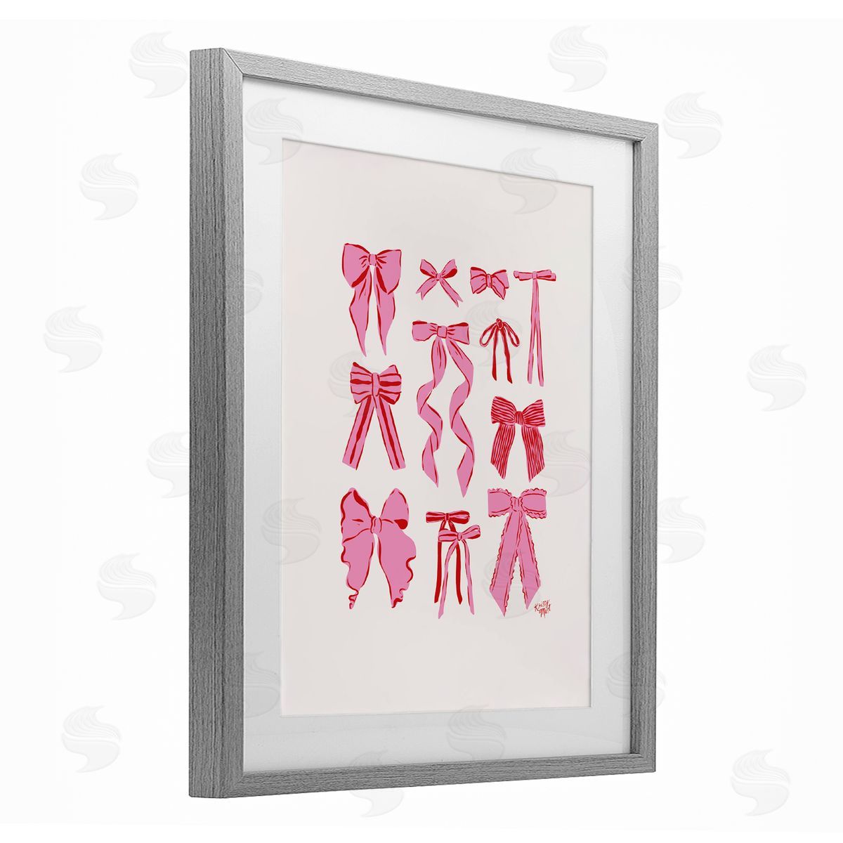 Krissy Mast Simple Red And Pink Bows Canvas Wall Art Print