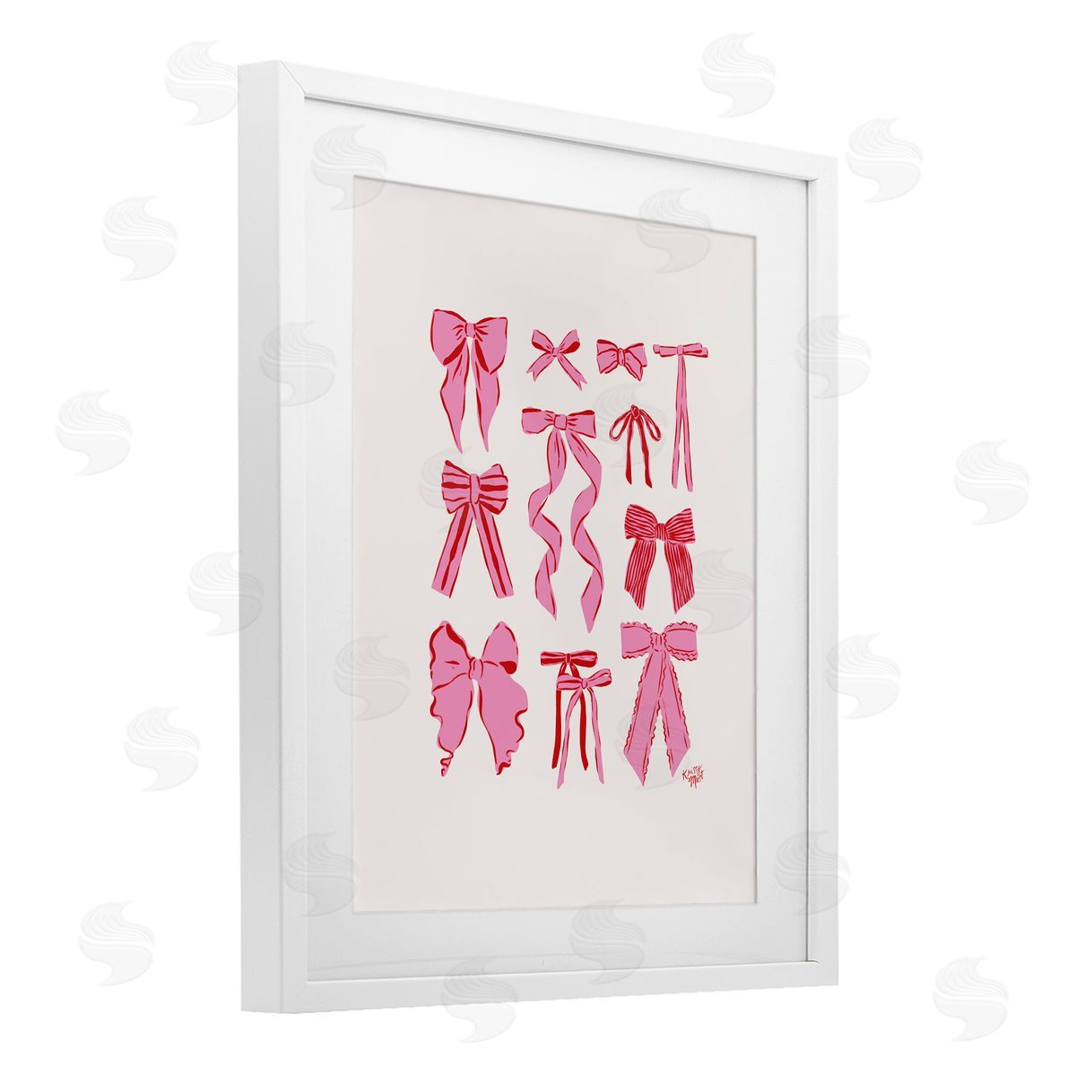 Krissy Mast Simple Red And Pink Bows Canvas Wall Art Print