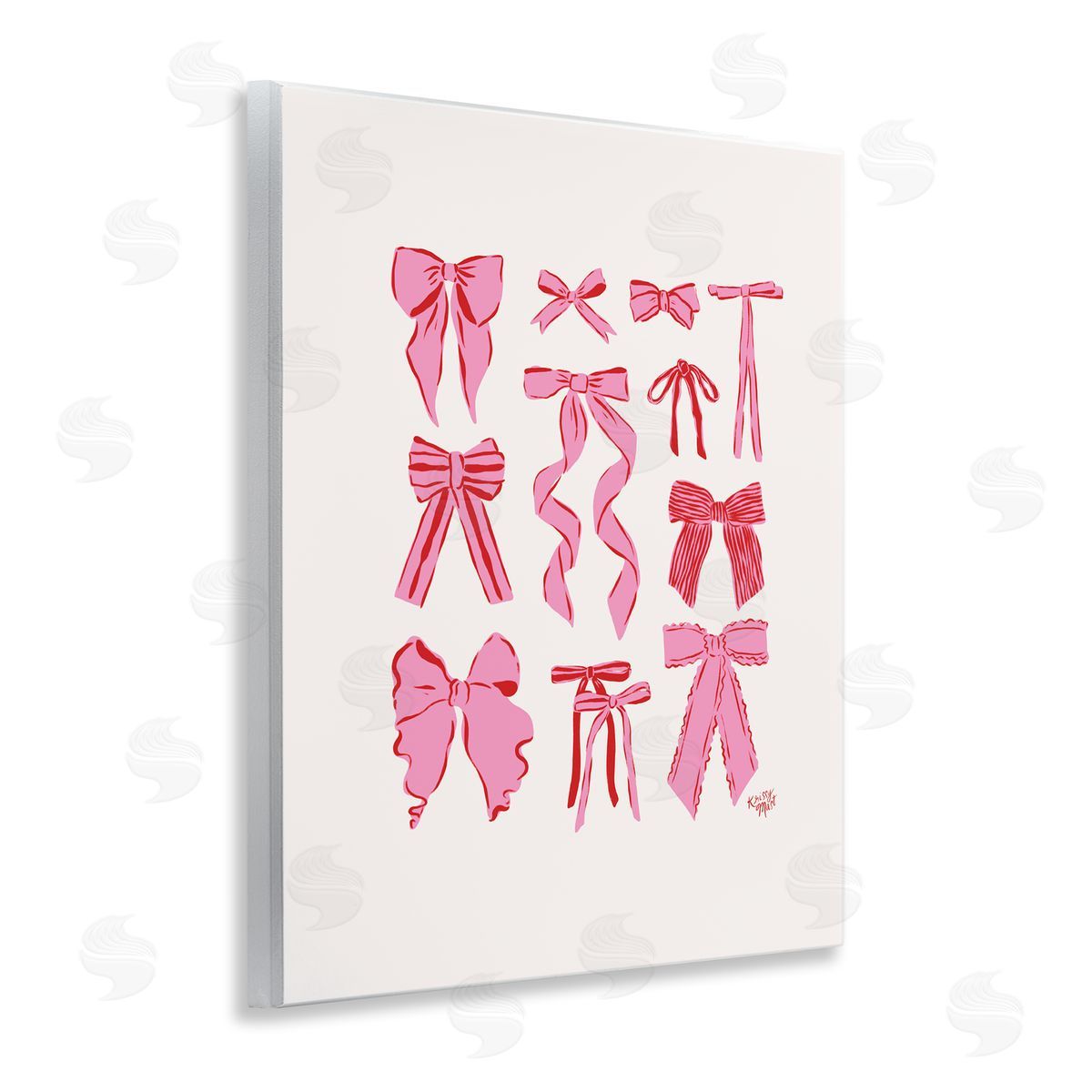 Krissy Mast Simple Red And Pink Bows Canvas Wall Art Print