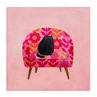 Planet Cat by Angie Rozelaar | Cat on Retro Floral Chair
