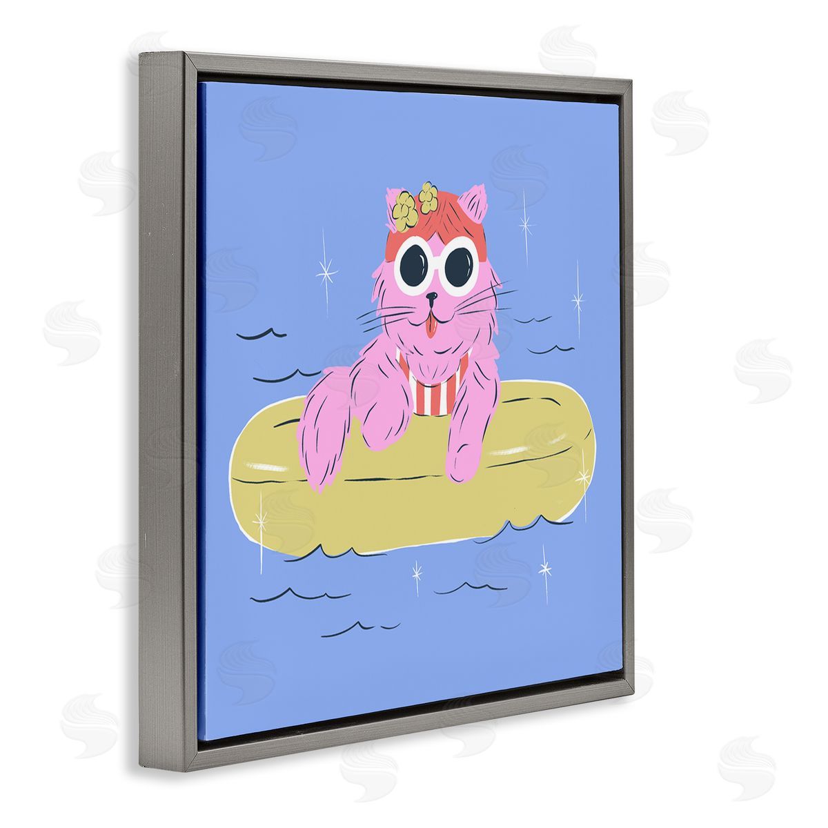 Krissy Mast Summer Pool Float Cat Canvas Wall Art Print