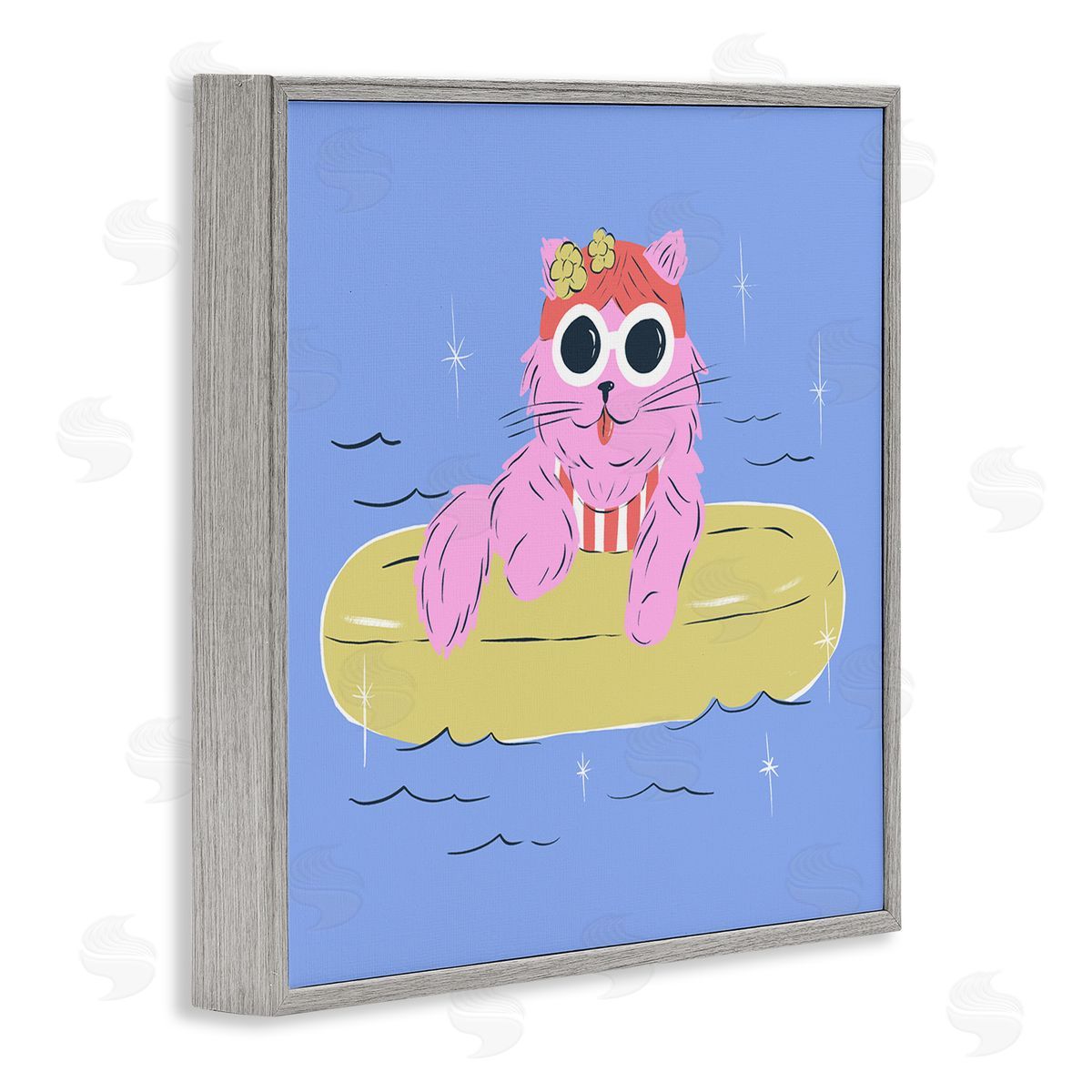 Krissy Mast Summer Pool Float Cat Canvas Wall Art Print