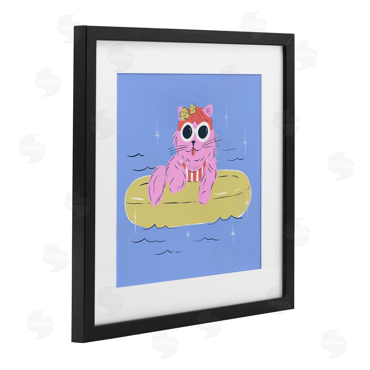 Krissy Mast Summer Pool Float Cat Canvas Wall Art Print