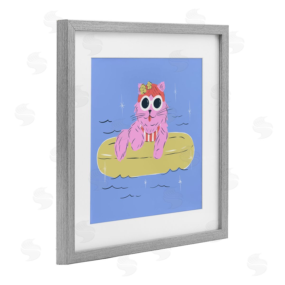 Krissy Mast Summer Pool Float Cat Canvas Wall Art Print