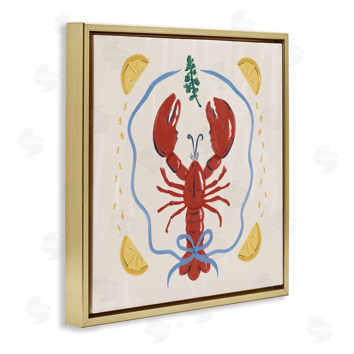 Krissy Mast Lobster & Ribbon Illustration Canvas Wall Art Print