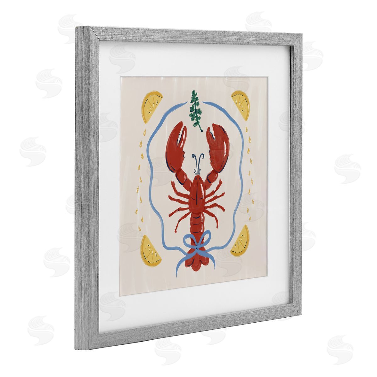 Krissy Mast Lobster & Ribbon Illustration Canvas Wall Art Print