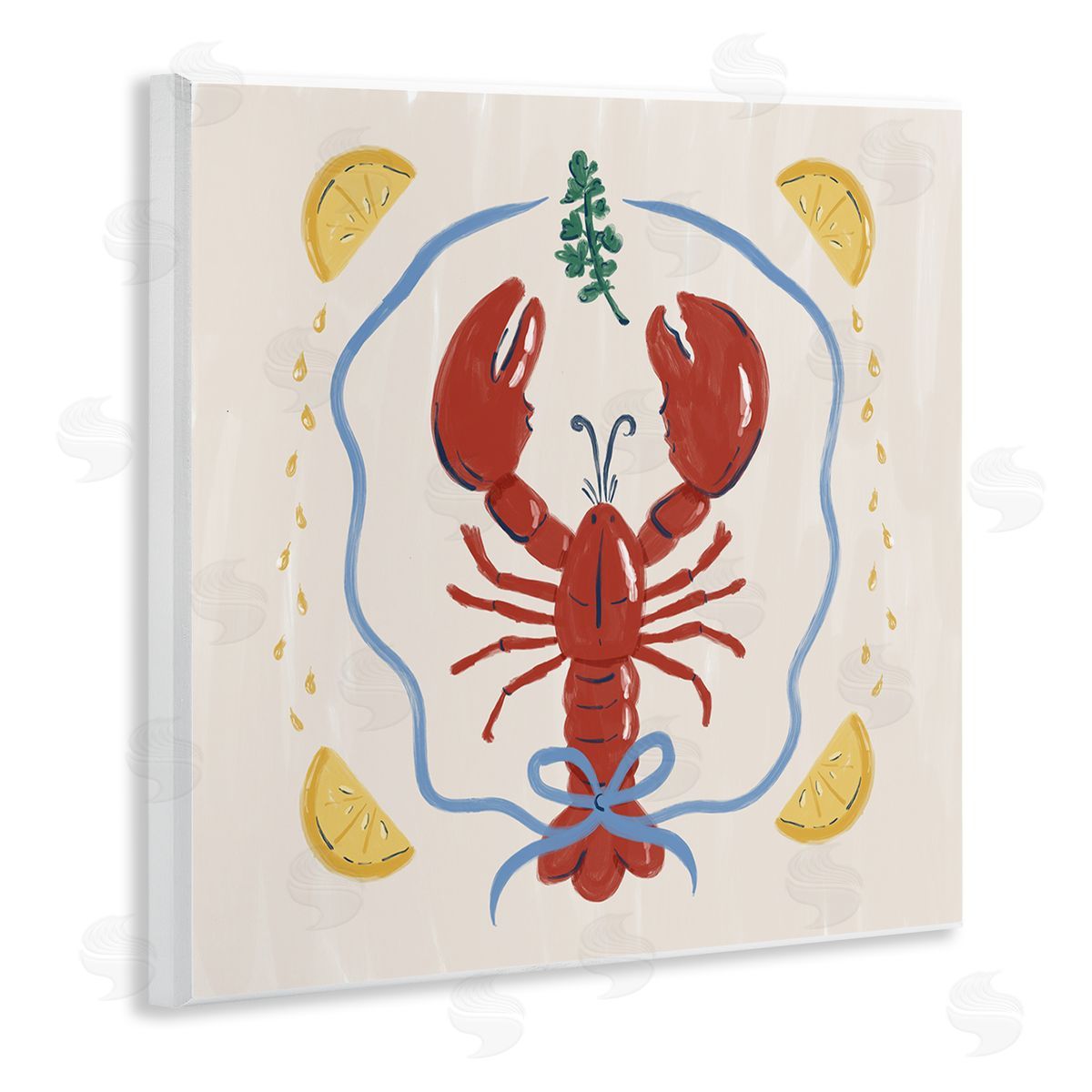 Krissy Mast Lobster & Ribbon Illustration Canvas Wall Art Print
