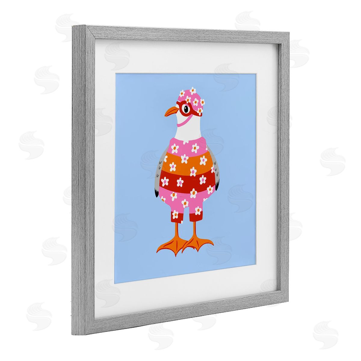 Bex Morley Design Sassy Seagull Wetsuit Canvas Wall Art Print