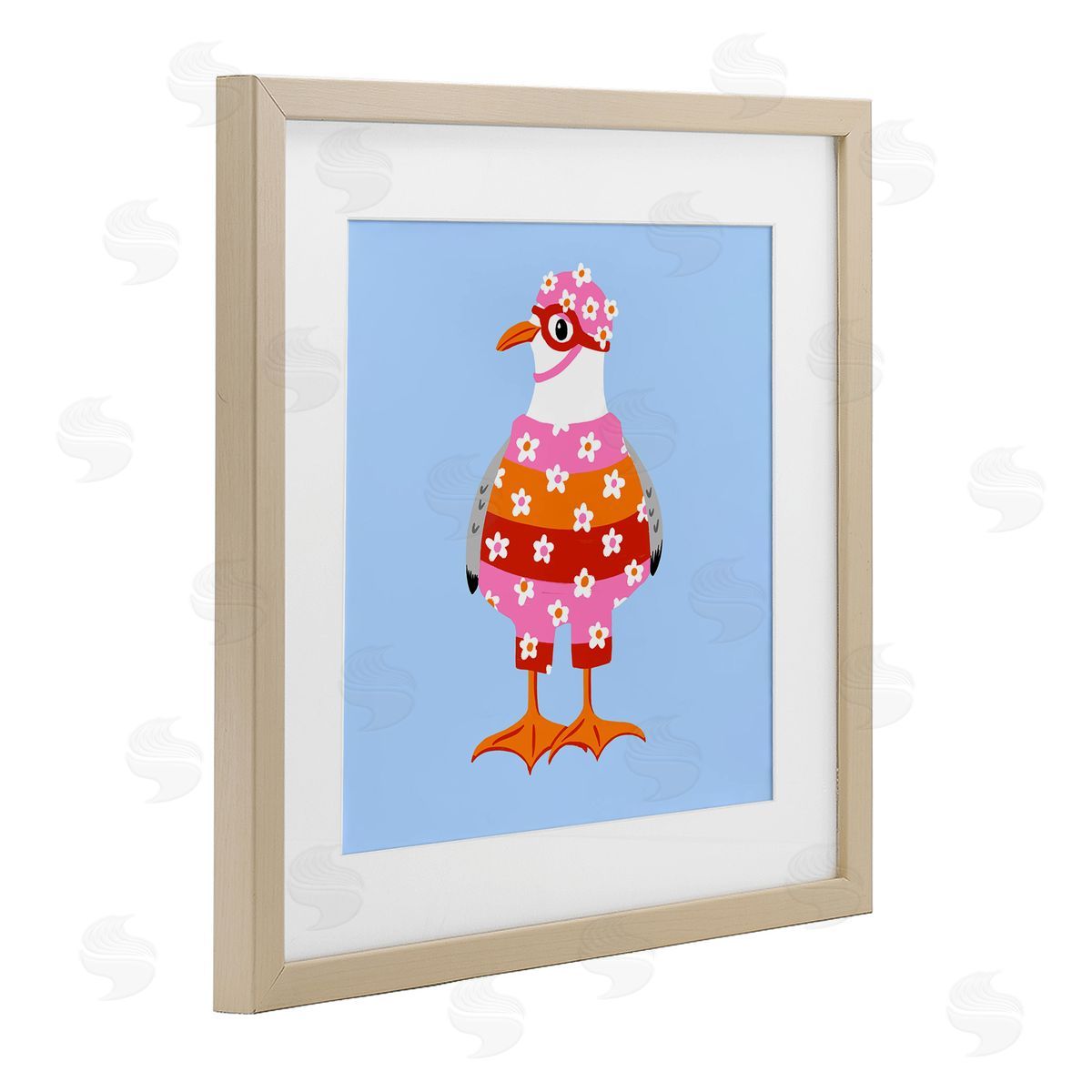 Bex Morley Design Sassy Seagull Wetsuit Canvas Wall Art Print