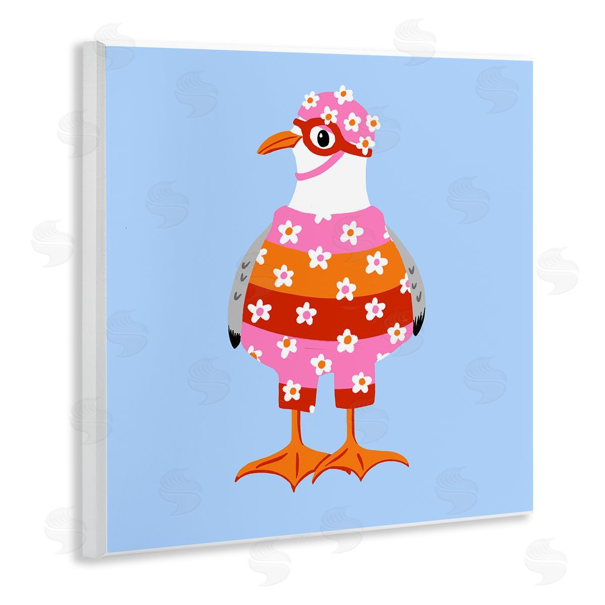 Bex Morley Design Sassy Seagull Wetsuit Canvas Wall Art Print