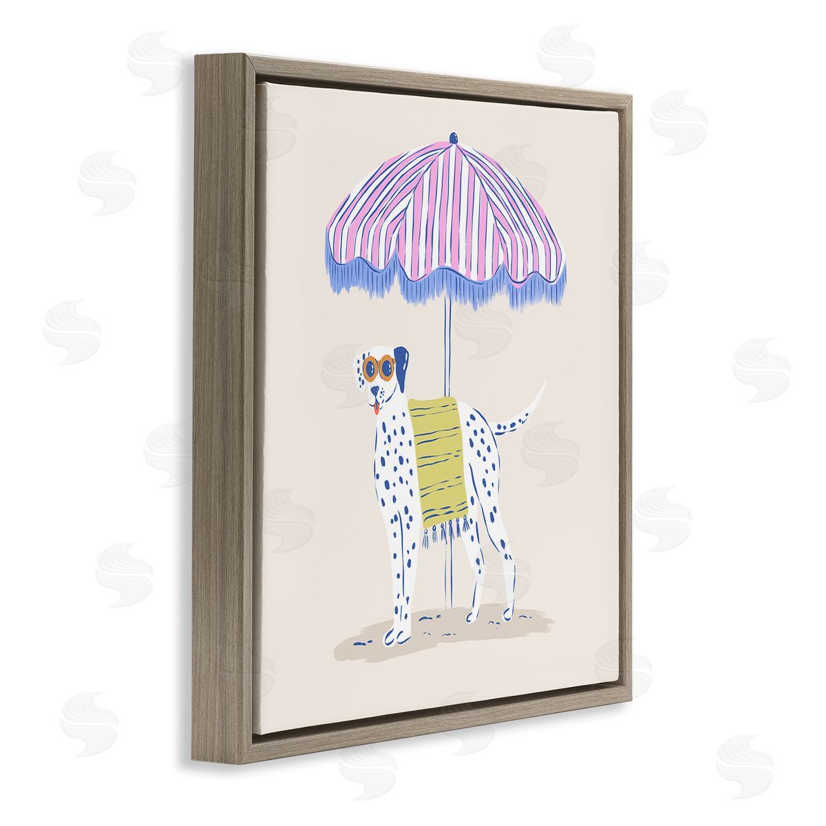 Krissy Mast Pastel Beach Umbrella Dalmatian Canvas Wall Art Print