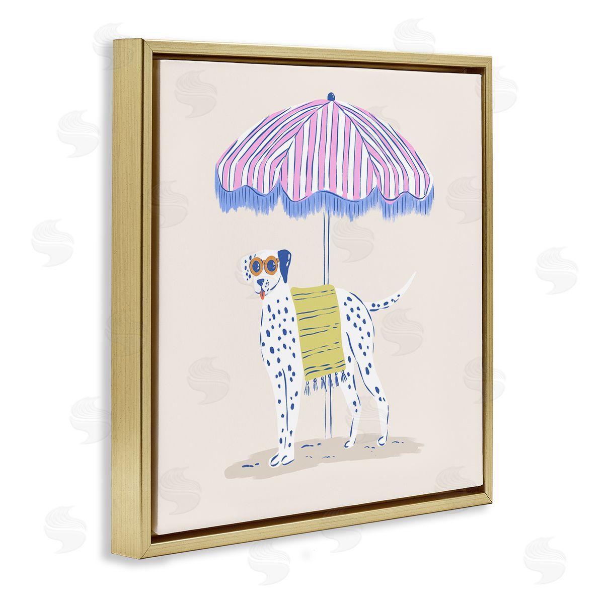 Krissy Mast Pastel Beach Umbrella Dalmatian Canvas Wall Art Print