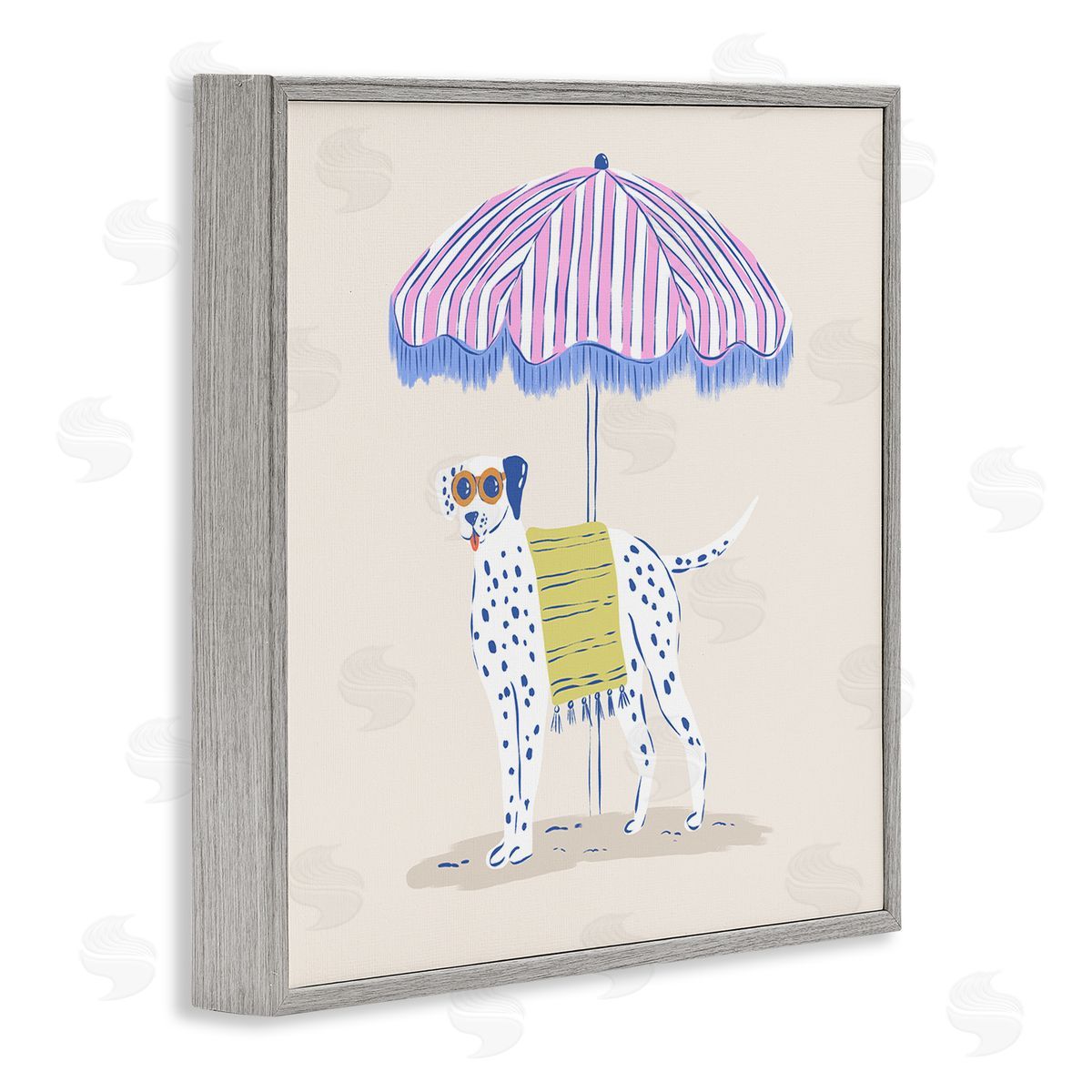 Krissy Mast Pastel Beach Umbrella Dalmatian Canvas Wall Art Print