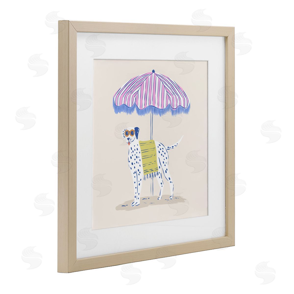 Krissy Mast Pastel Beach Umbrella Dalmatian Canvas Wall Art Print