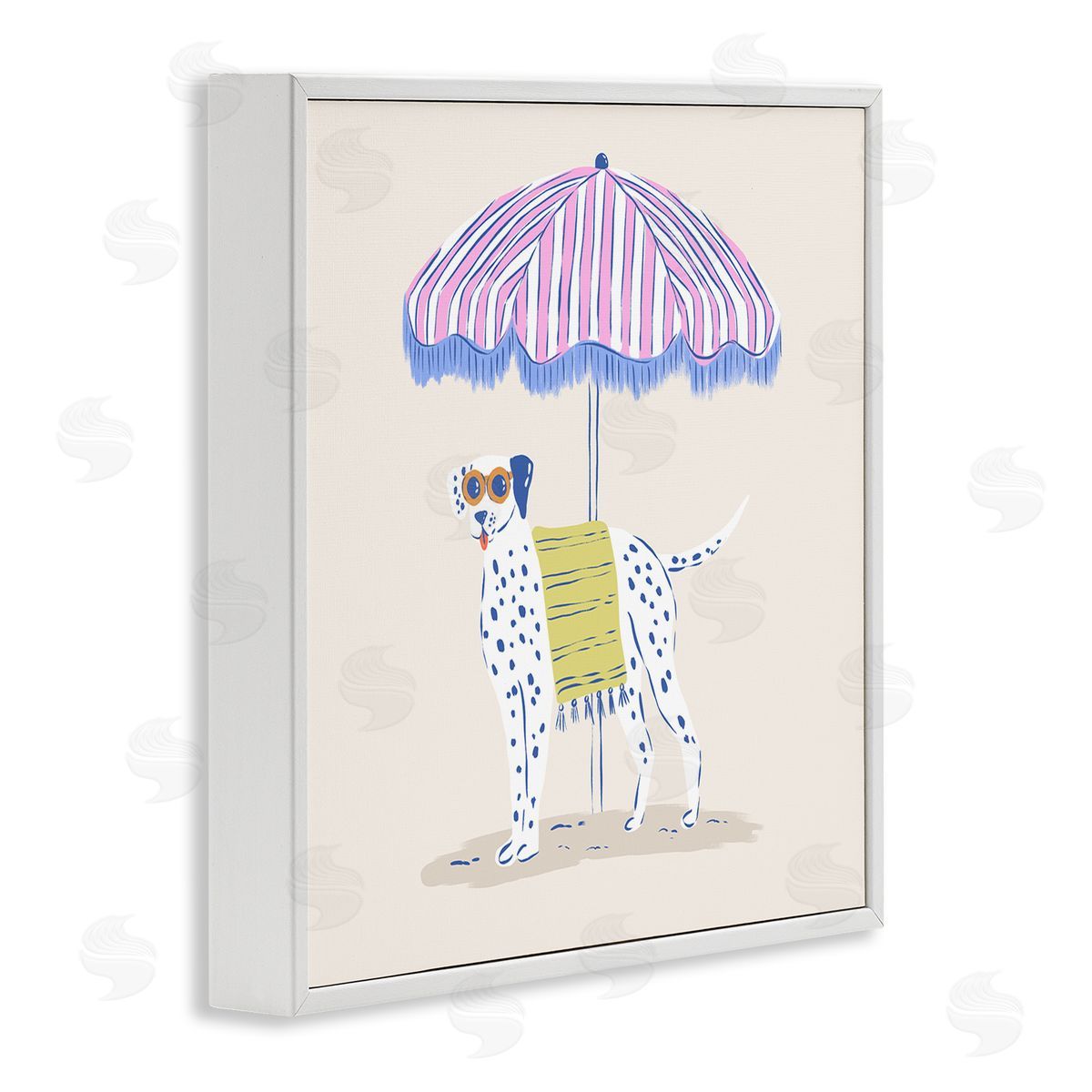 Krissy Mast Pastel Beach Umbrella Dalmatian Canvas Wall Art Print
