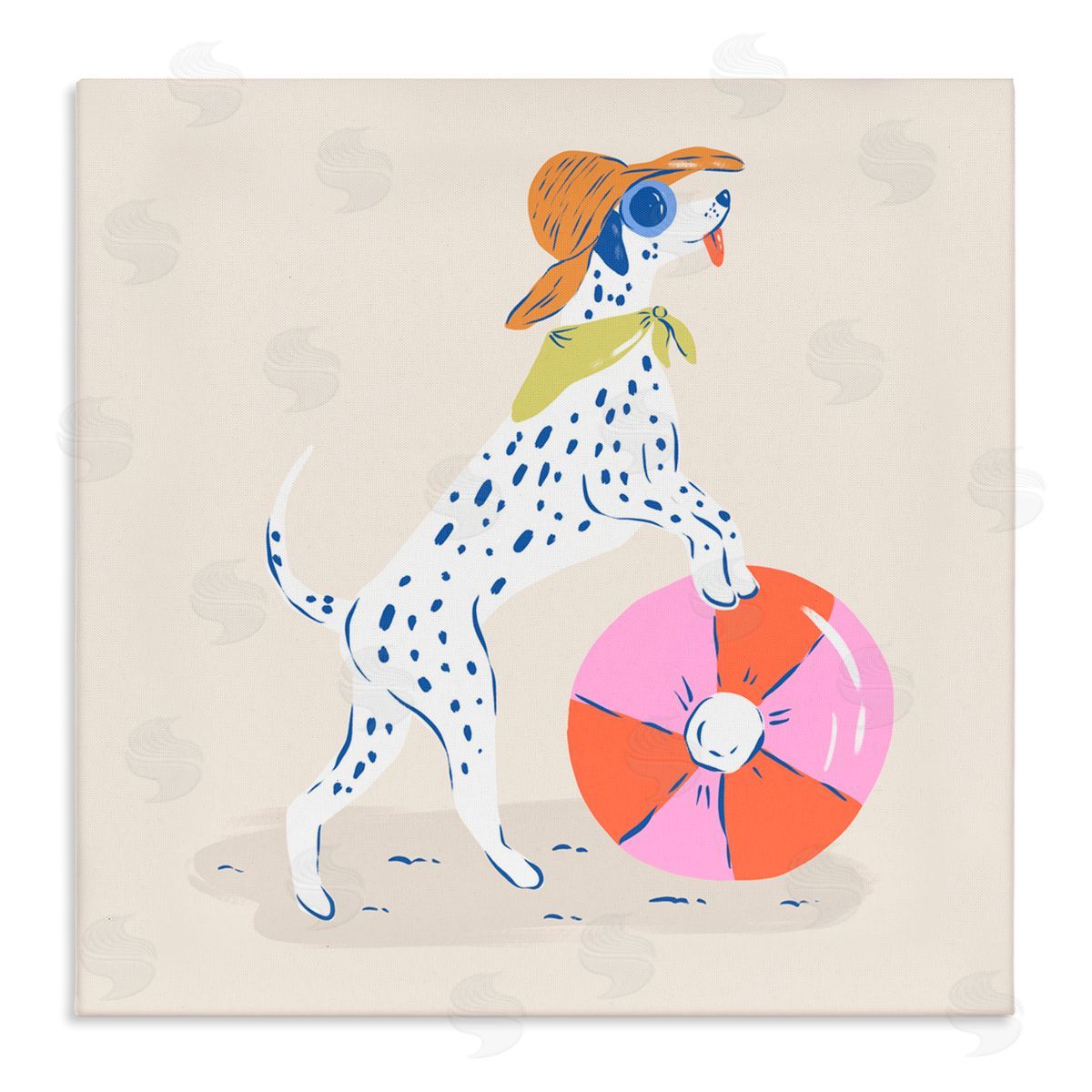 Krissy Mast Beach Ball Dalmatian Canvas Wall Art Print