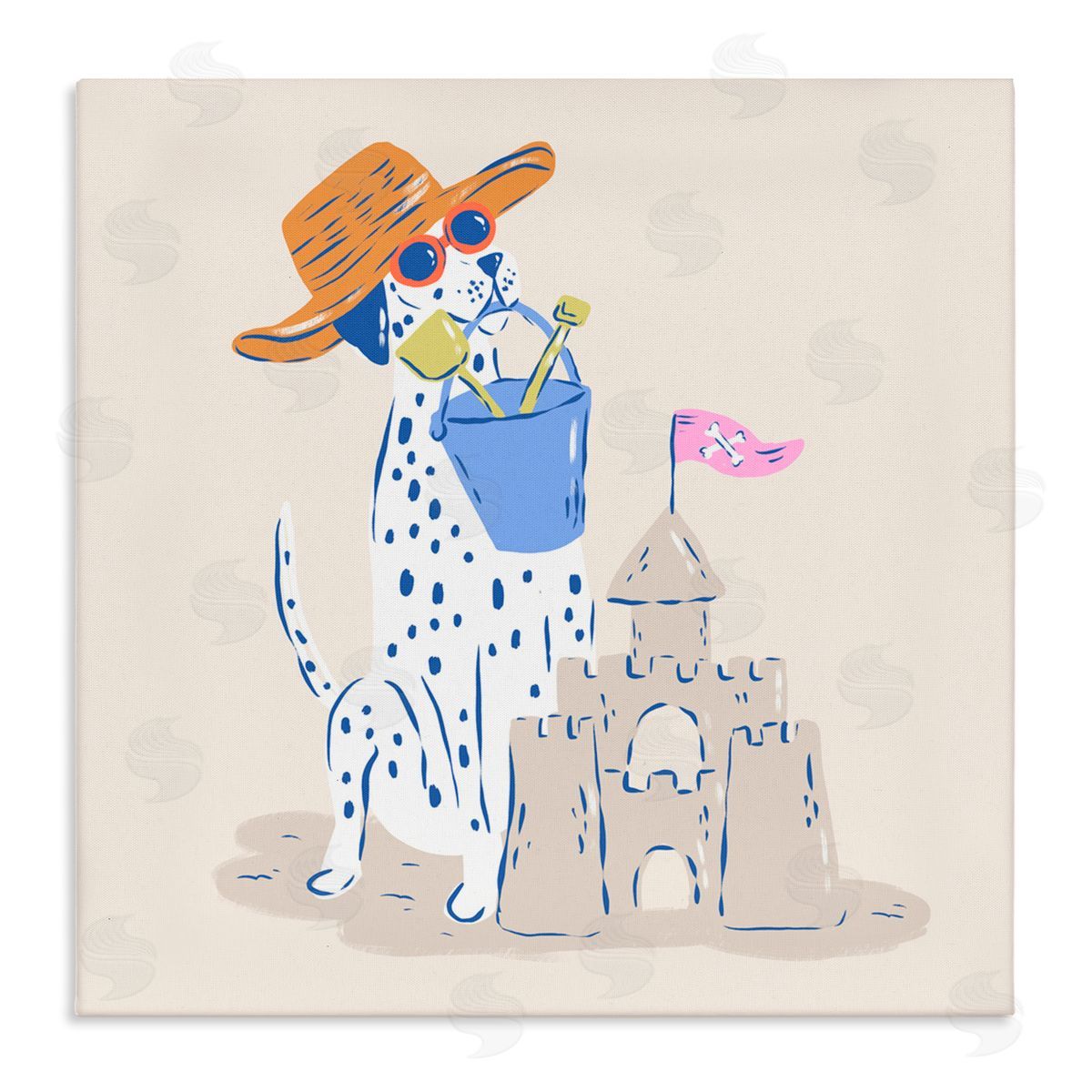 Krissy Mast Summer Sandcastle Dalmatian Canvas Wall Art Print