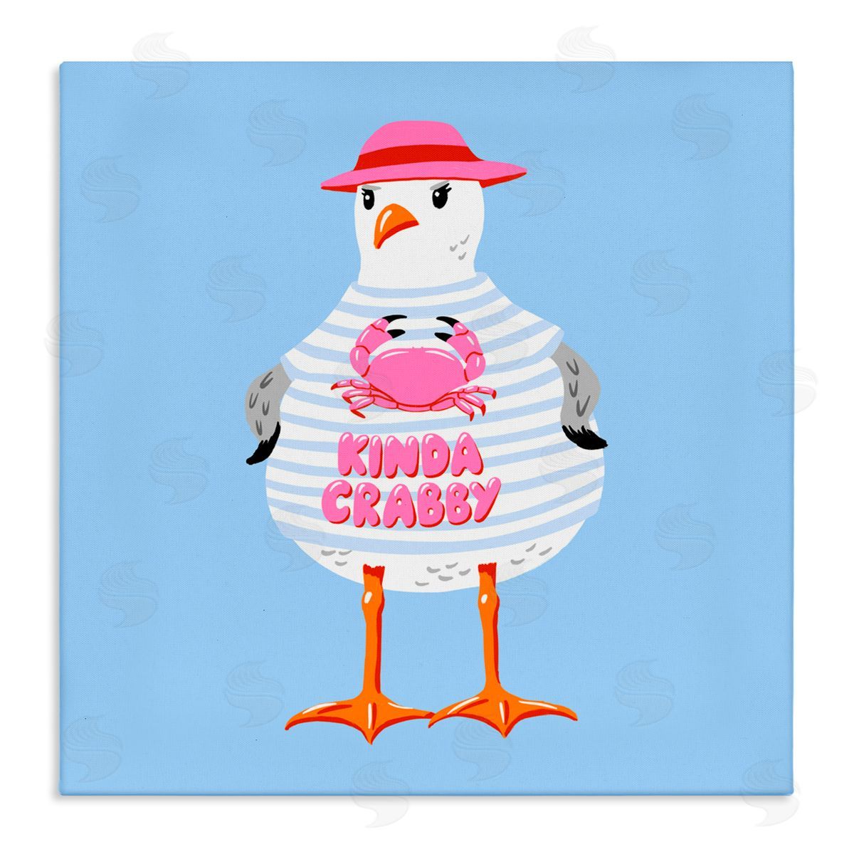Bex Morley Design Sassy Seagull Kinda Crabby Canvas Wall Art Print