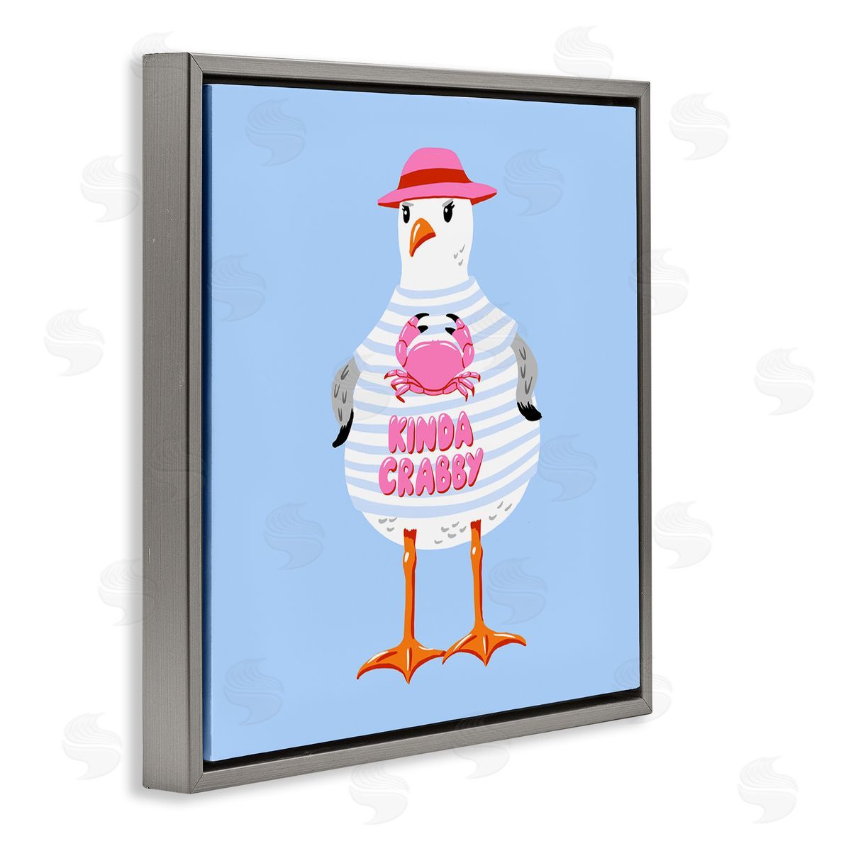 Bex Morley Design Sassy Seagull Kinda Crabby Canvas Wall Art Print