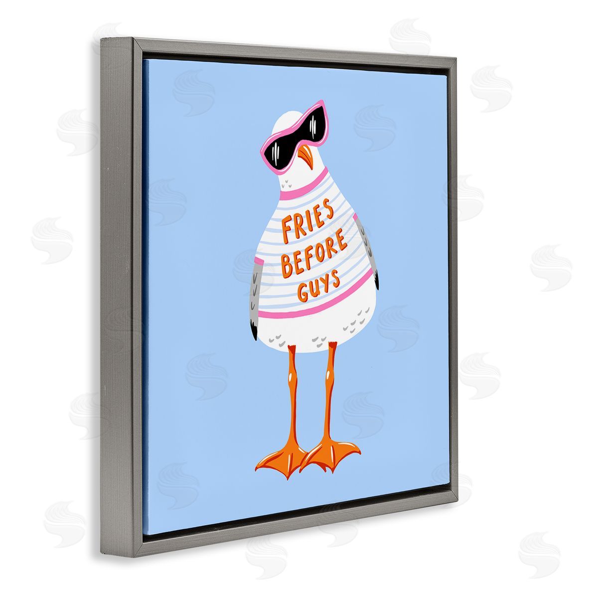 Bex Morley Design Fries Before Guys Seagull Canvas Wall Art Print