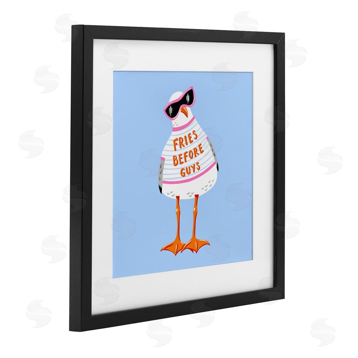 Bex Morley Design Fries Before Guys Seagull Canvas Wall Art Print
