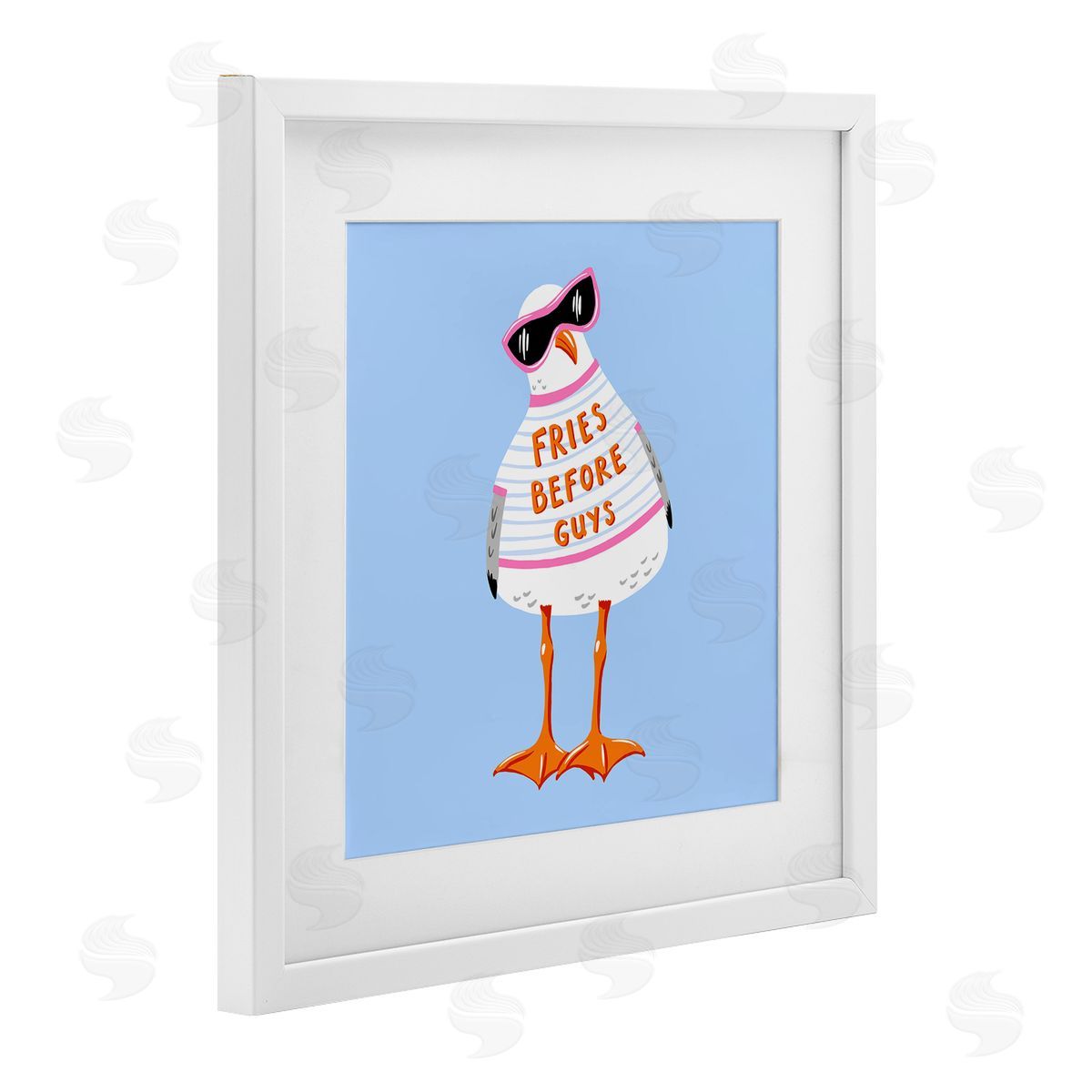 Bex Morley Design Fries Before Guys Seagull Canvas Wall Art Print