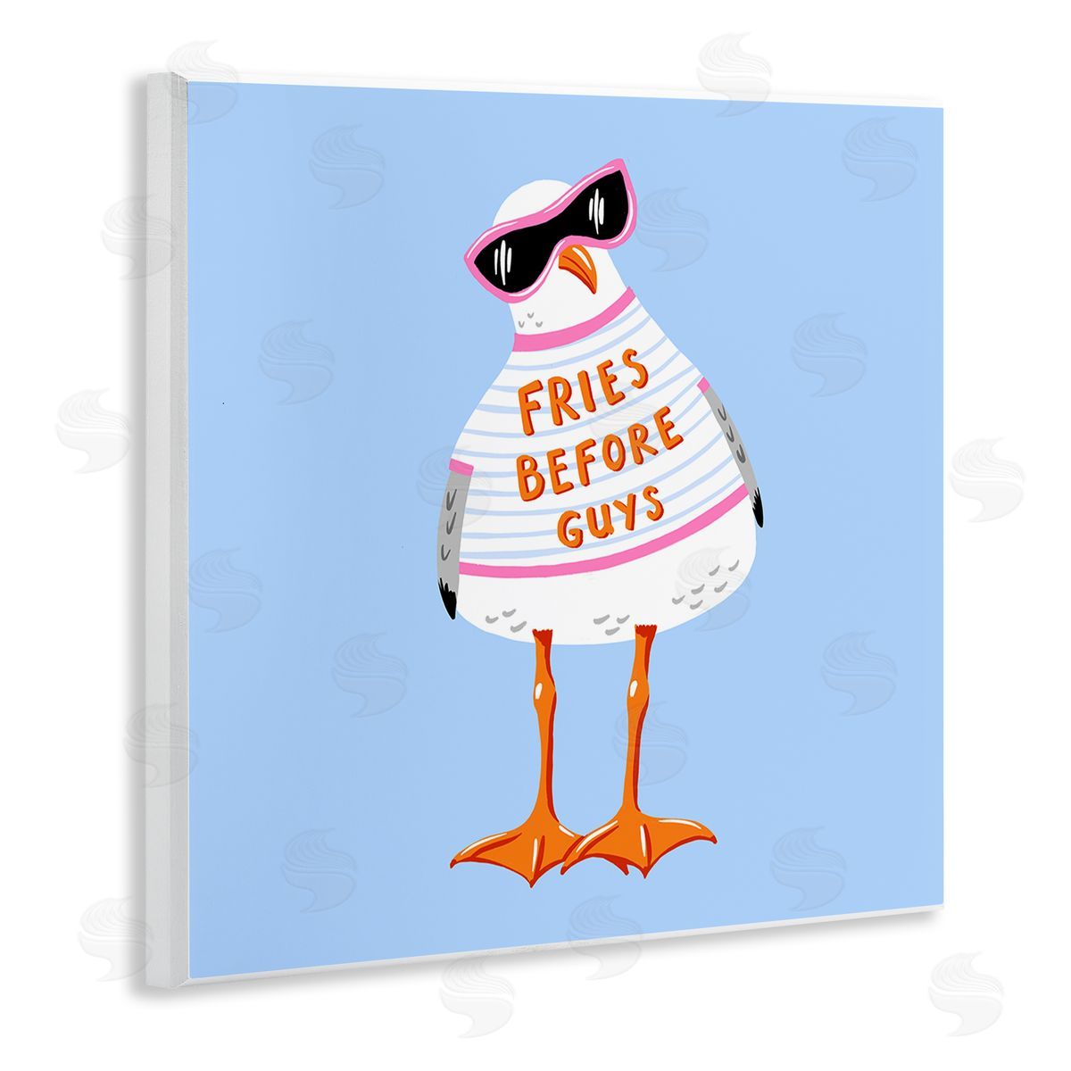 Bex Morley Design Fries Before Guys Seagull Canvas Wall Art Print