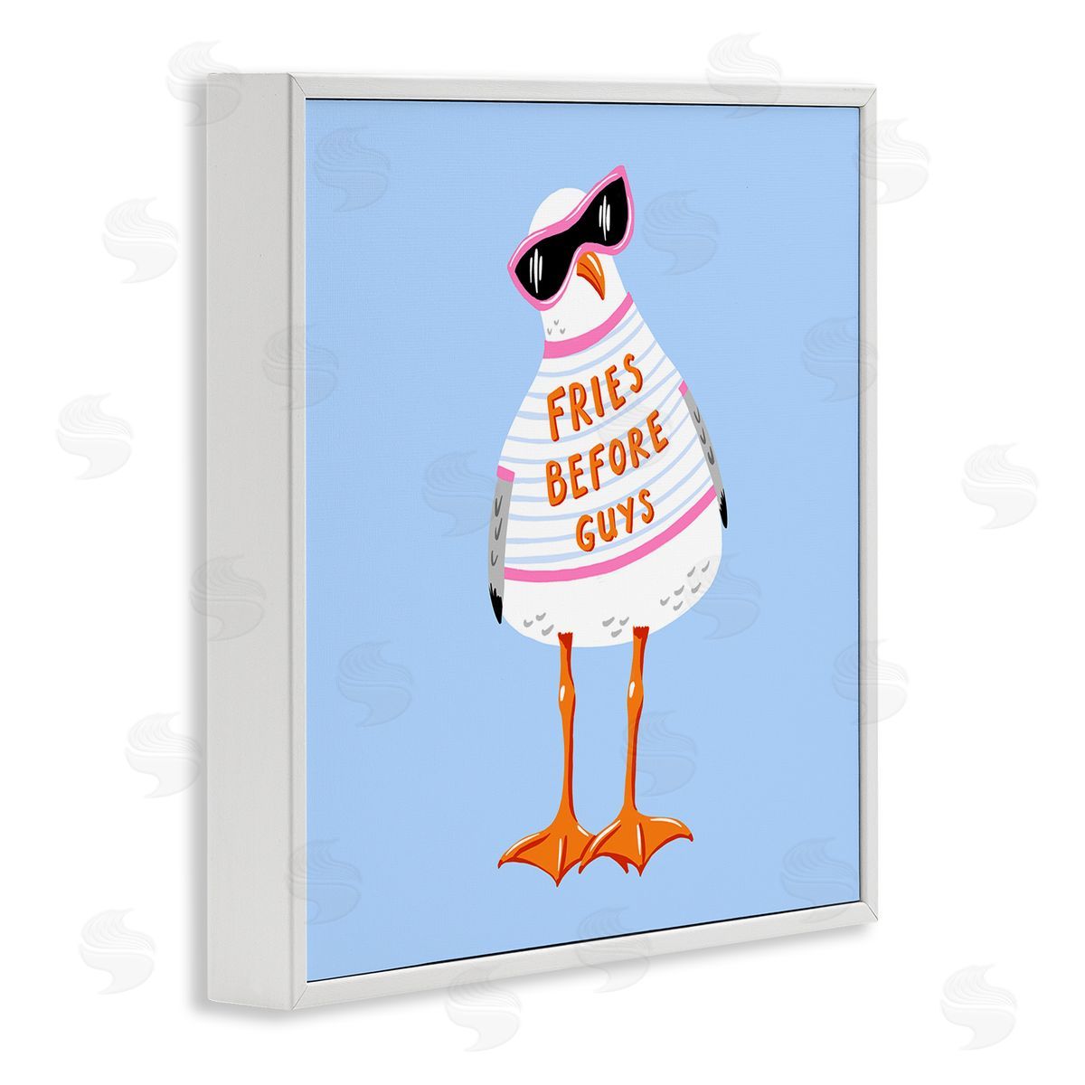 Bex Morley Design Fries Before Guys Seagull Canvas Wall Art Print