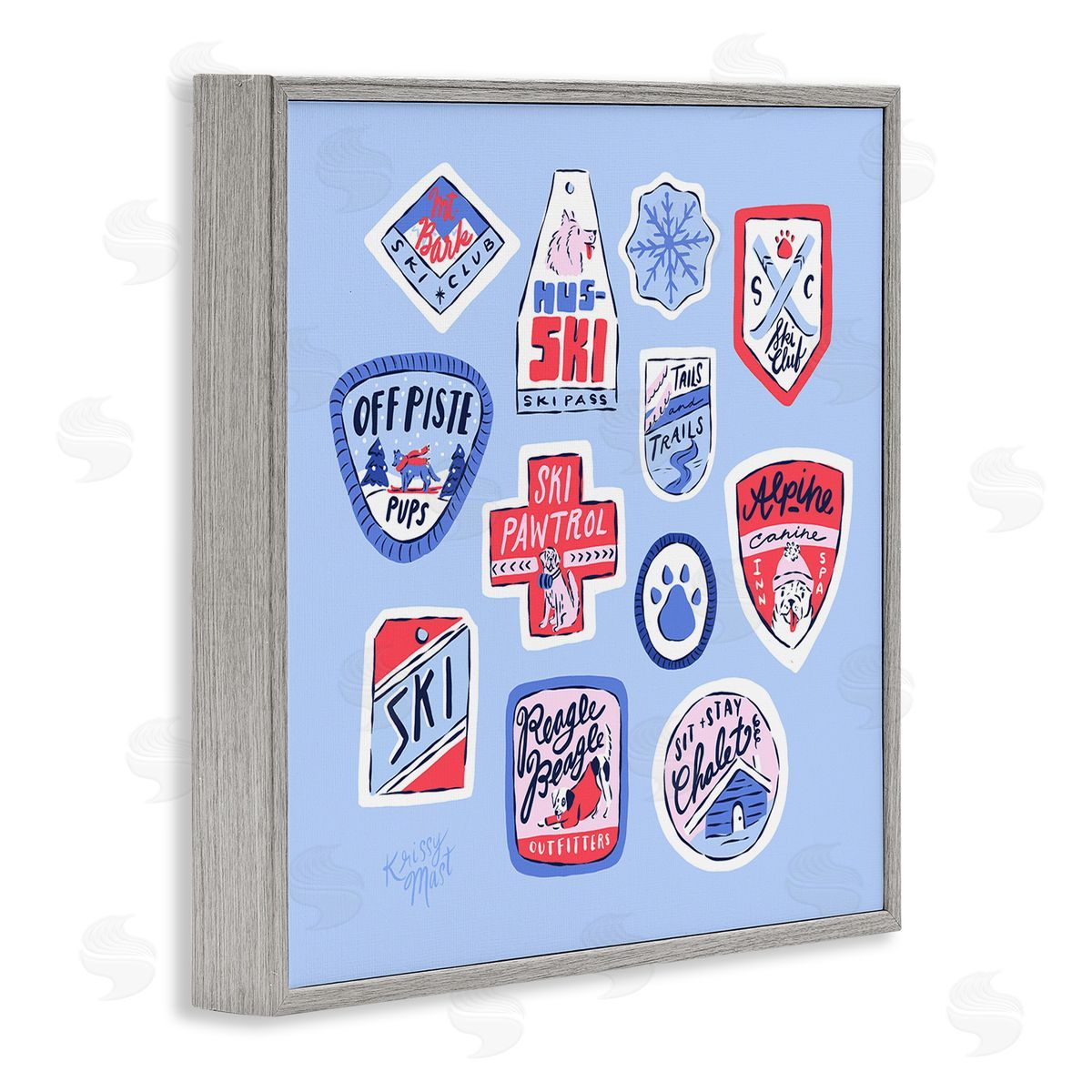 Krissy Mast Dog Ski Tickets Placement Canvas Wall Art Print