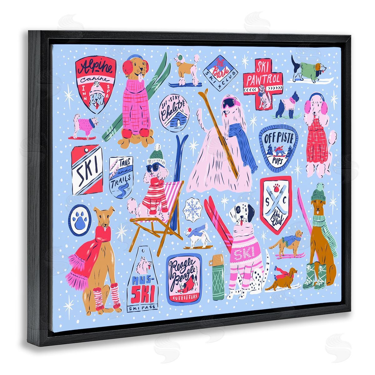 Krissy Mast Ski Dogs Composition Canvas Wall Art Print