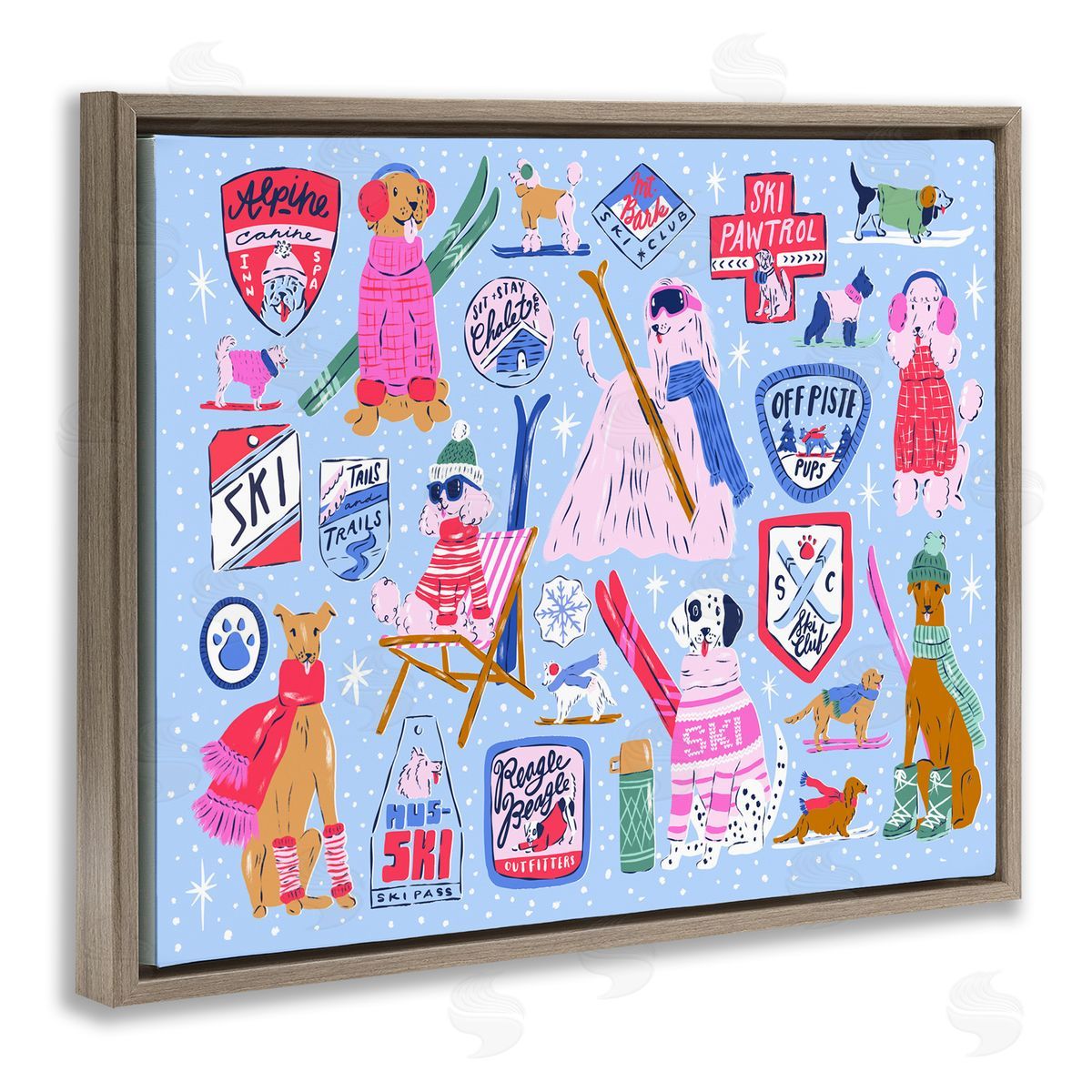 Krissy Mast Ski Dogs Composition Canvas Wall Art Print
