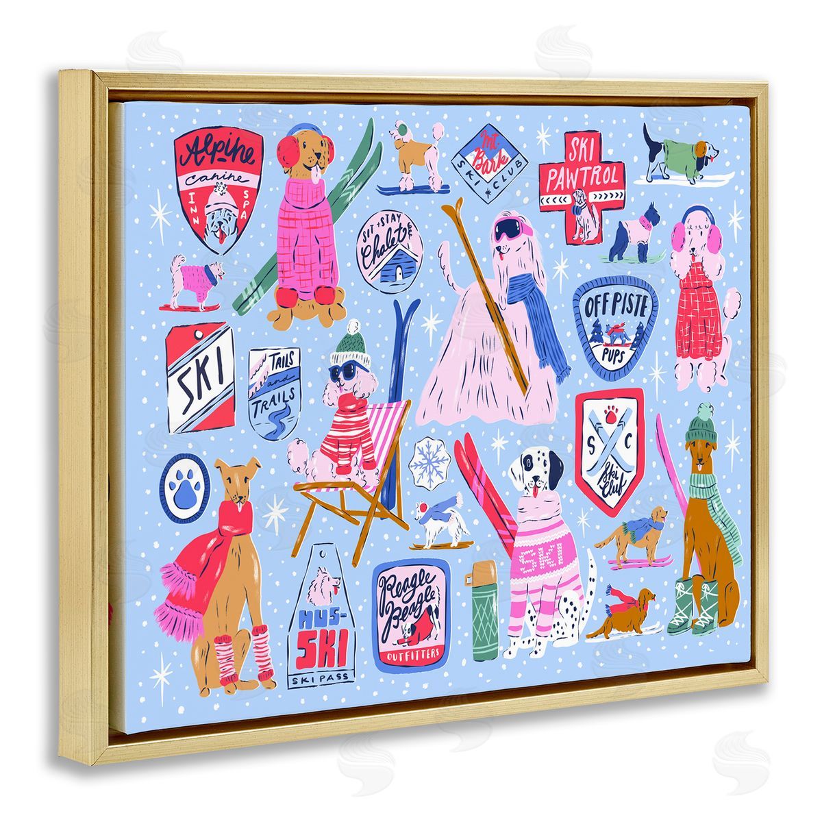 Krissy Mast Ski Dogs Composition Canvas Wall Art Print
