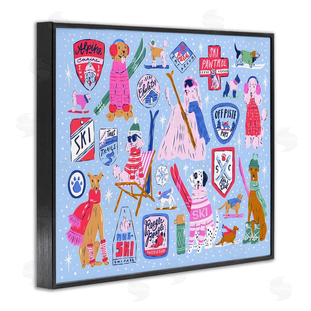 Krissy Mast Ski Dogs Composition Canvas Wall Art Print